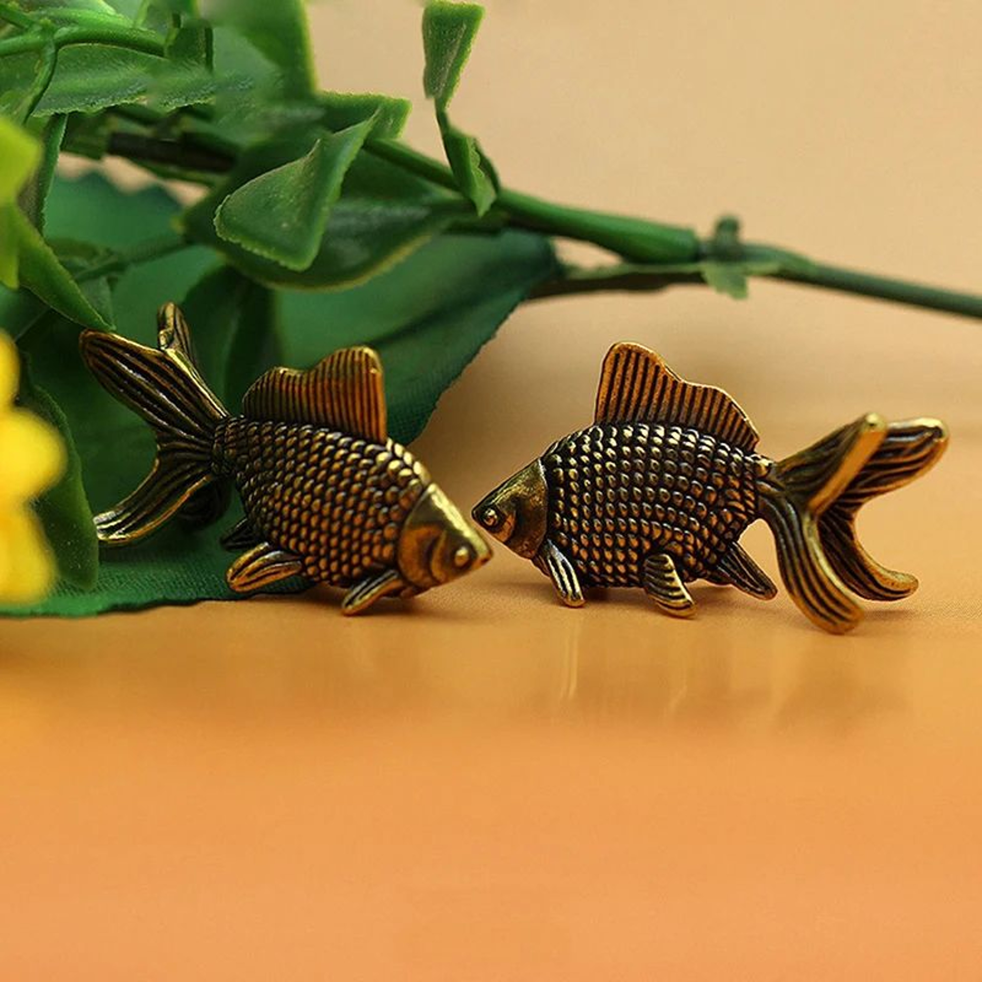 Retro Brass Goldfish Figurine Decor 1