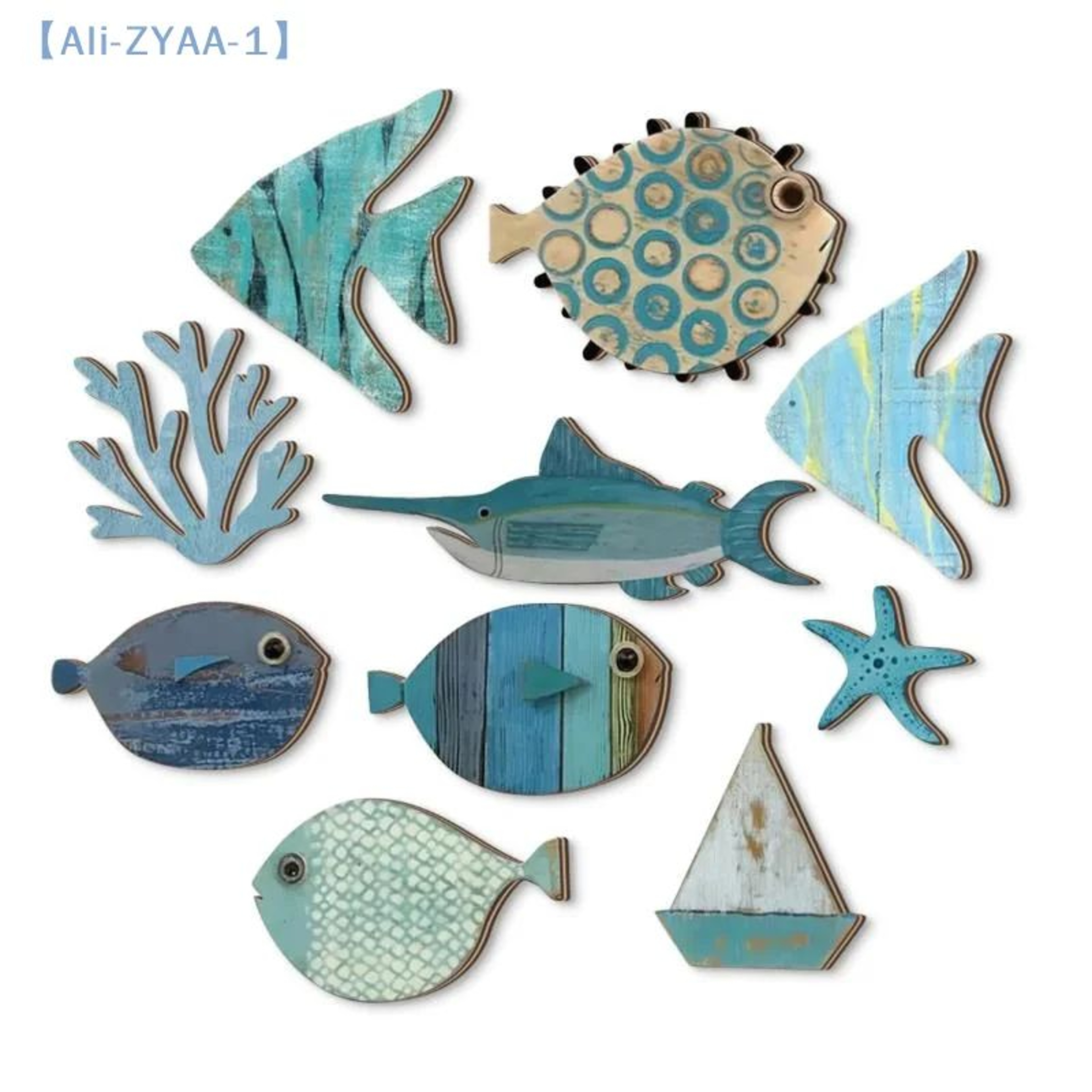 Wooden Fish Wall Decor Set 2
