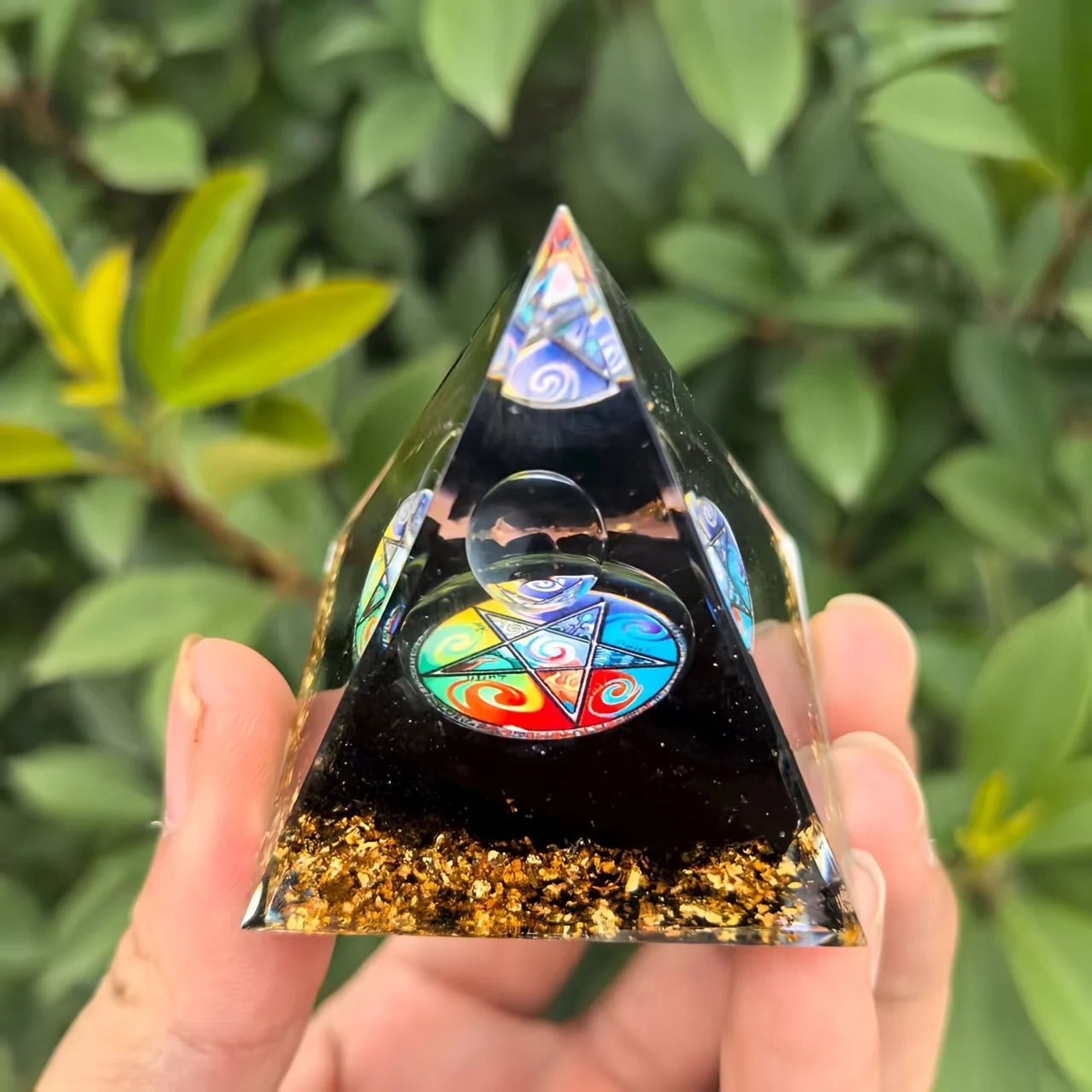 Lapis Lazuli Crystal Ball And Pyramid Decor Set 2