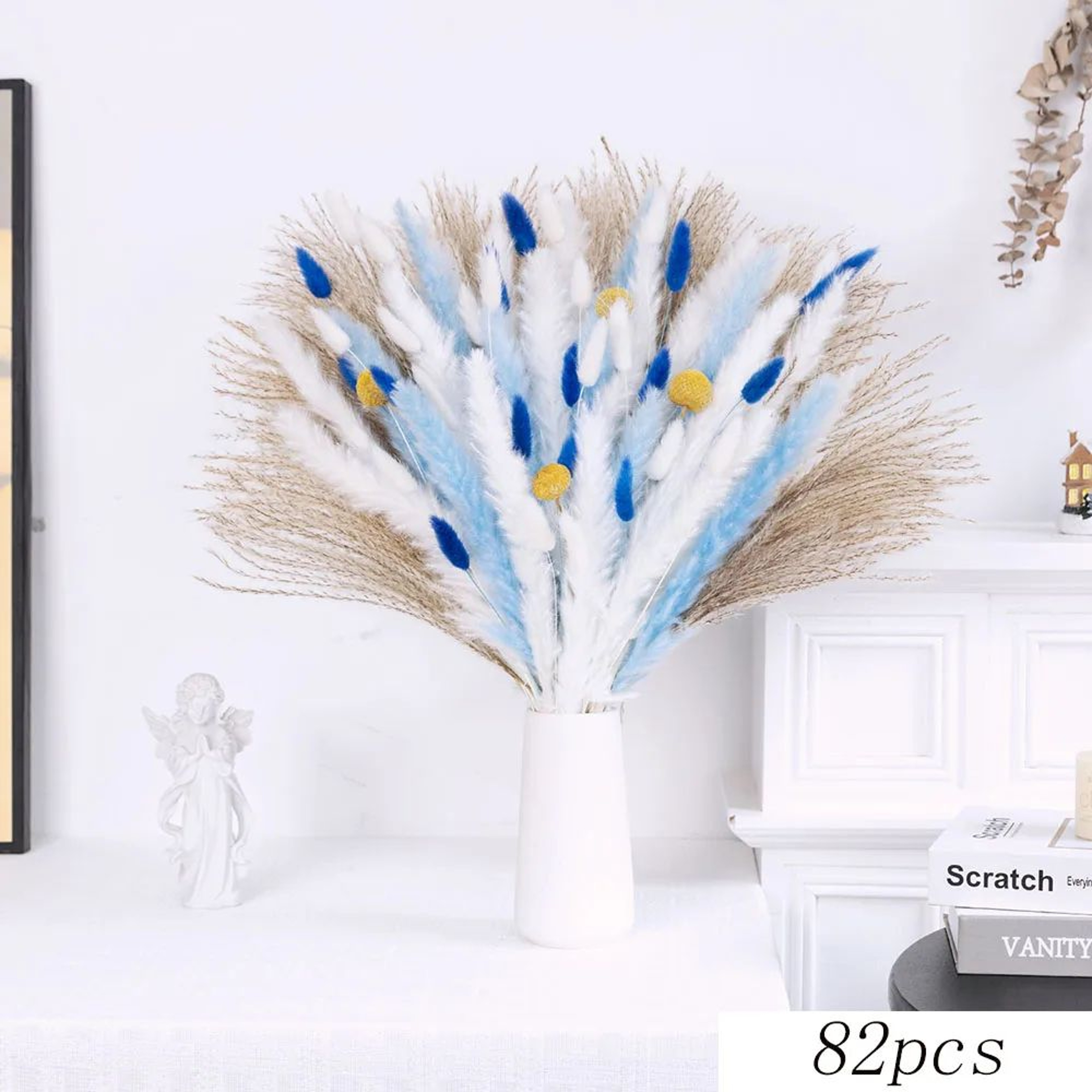 Blue Rabbit Tail Pampas Grass Bouquet 12