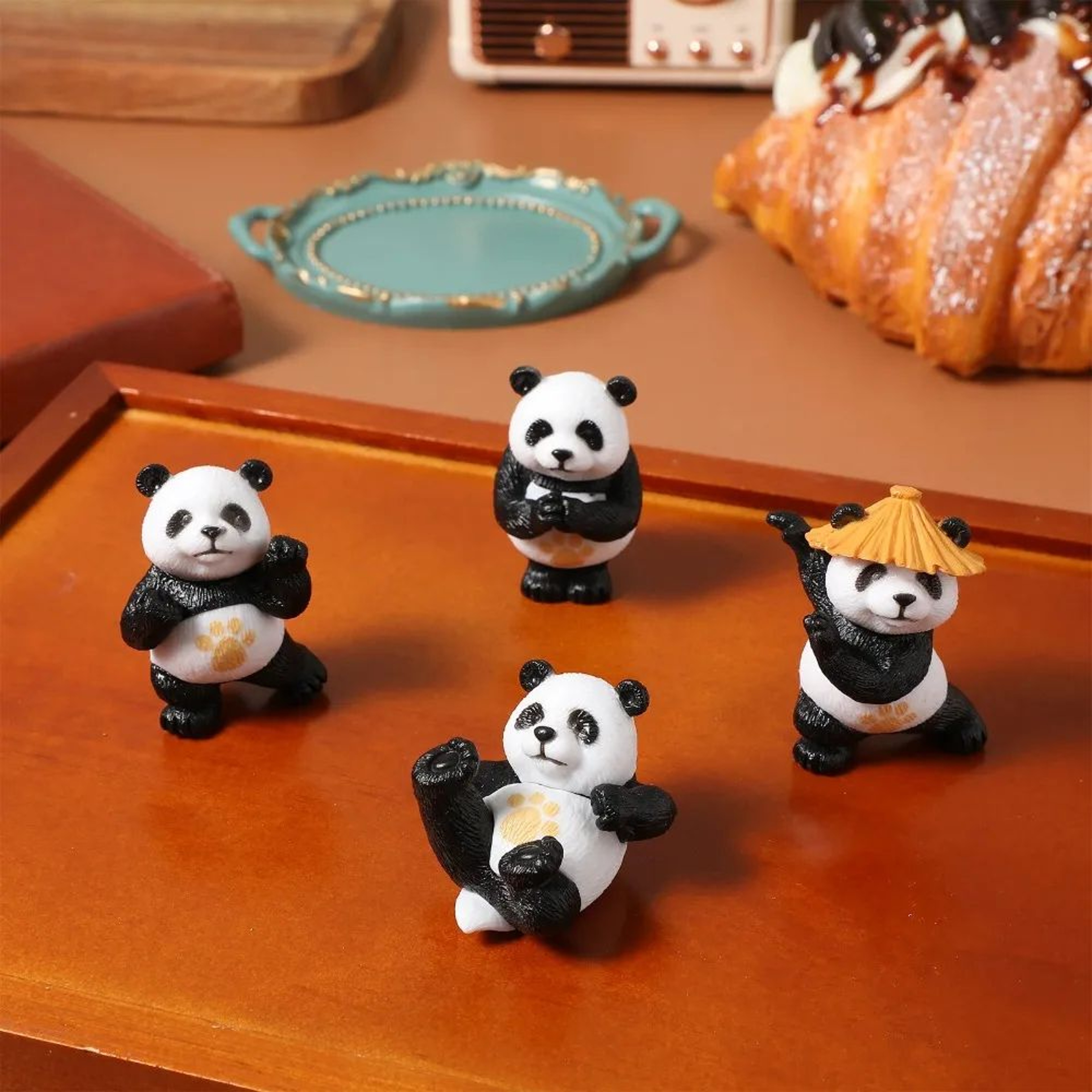 Mini Panda Figurine Cute Desk Decor 0