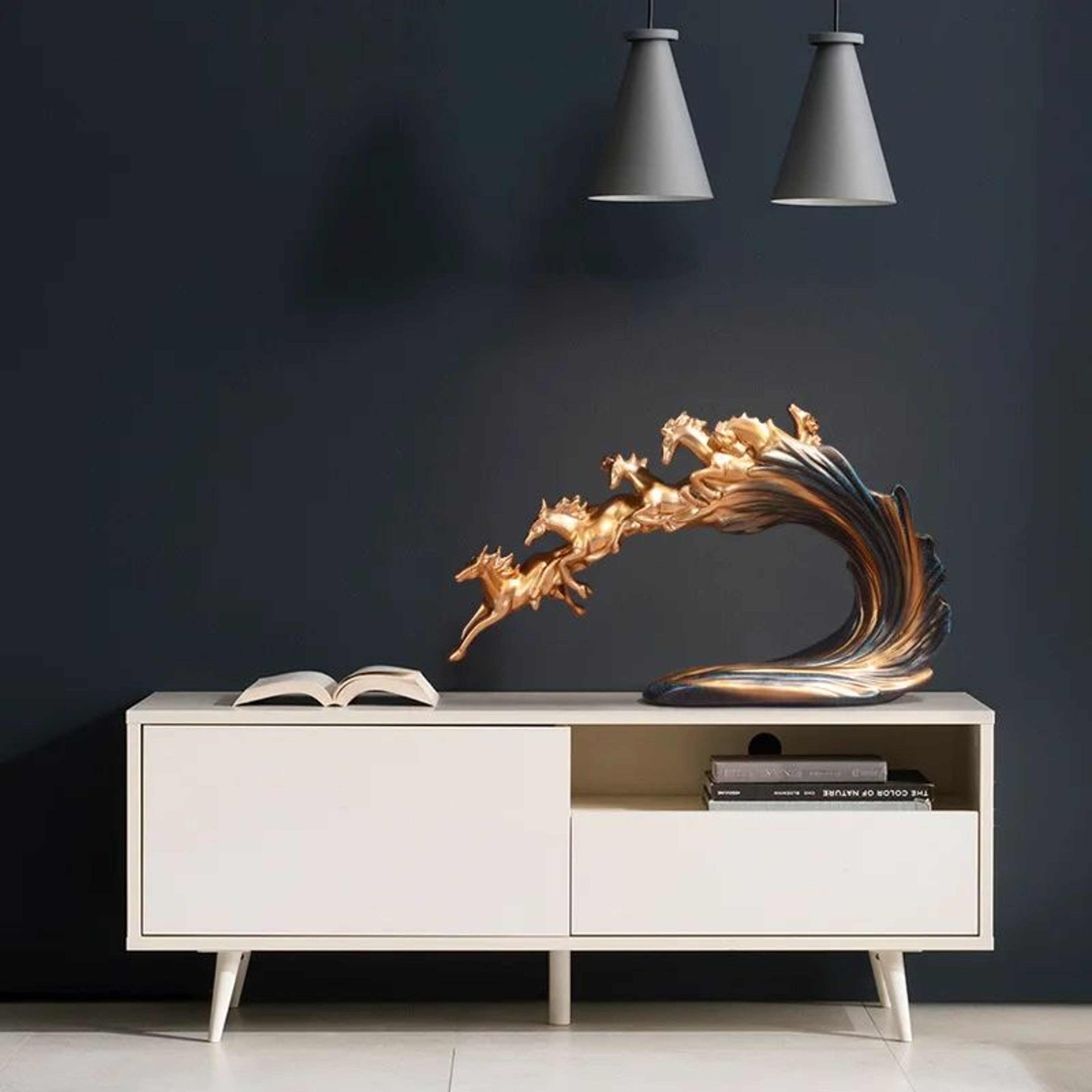 Golden Herd Horse Resin Luxury Decor Statue 3