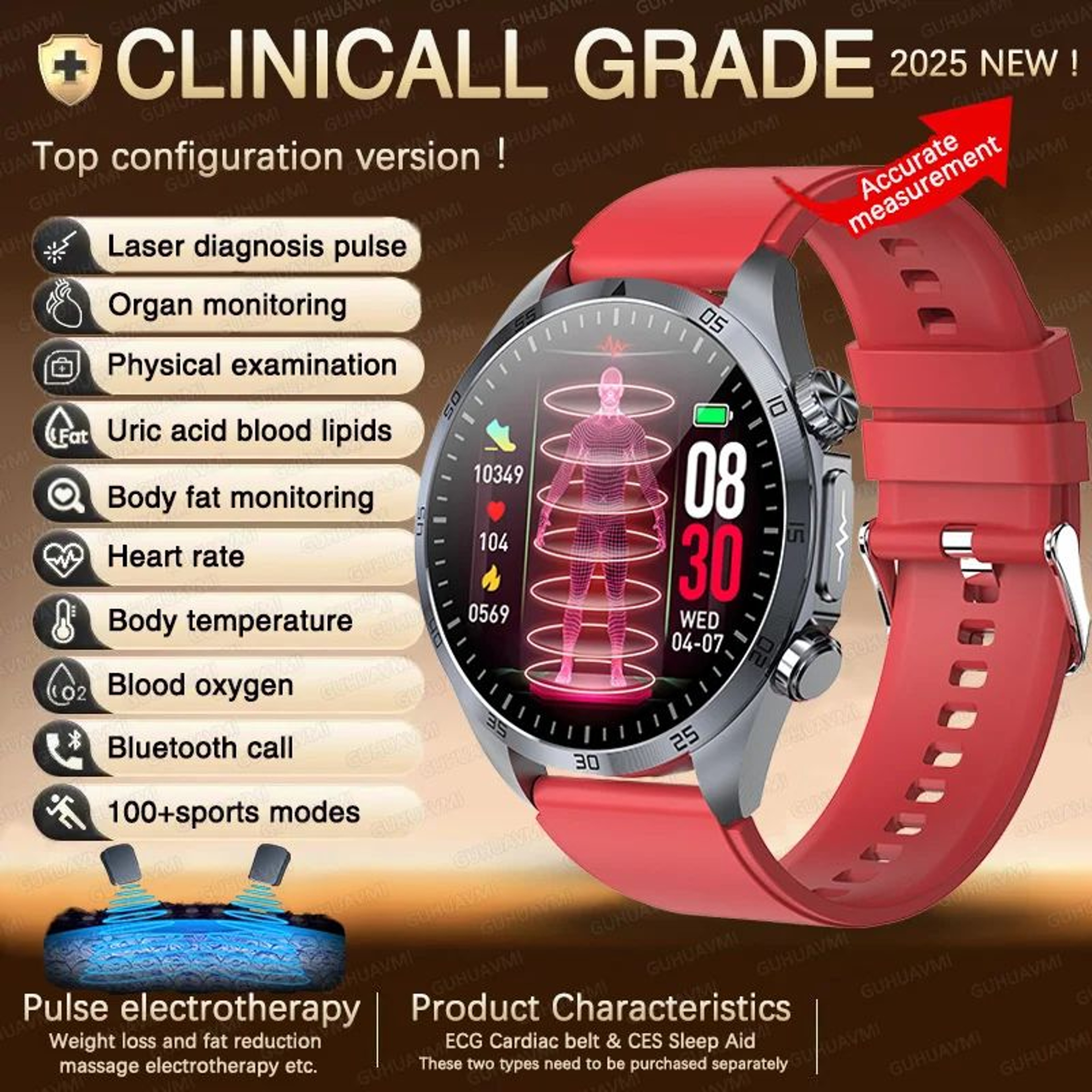 ECG PPG AI Health Smartwatch With Lipid And Uric Monitor 15