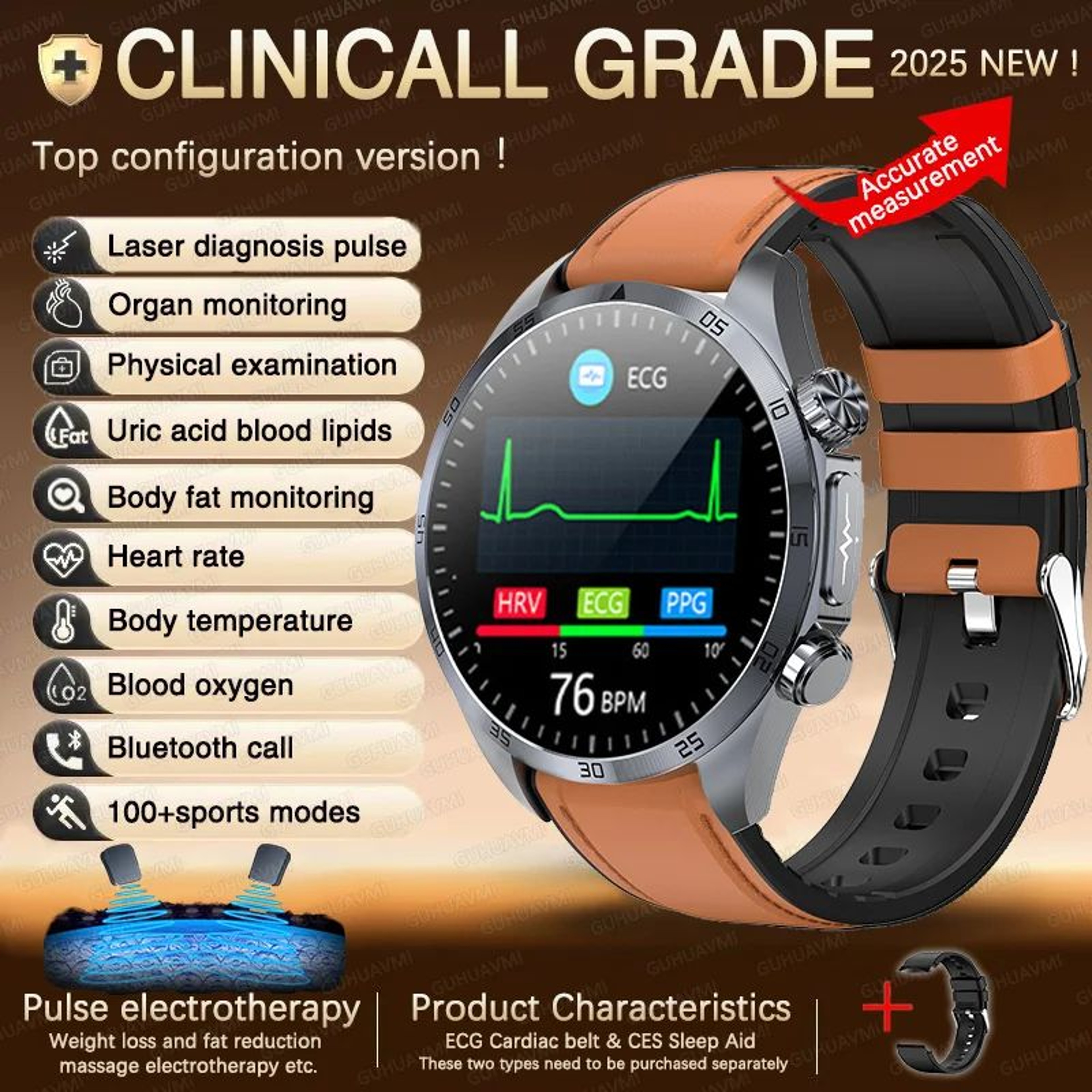 ECG PPG AI Health Smartwatch With Lipid And Uric Monitor 17