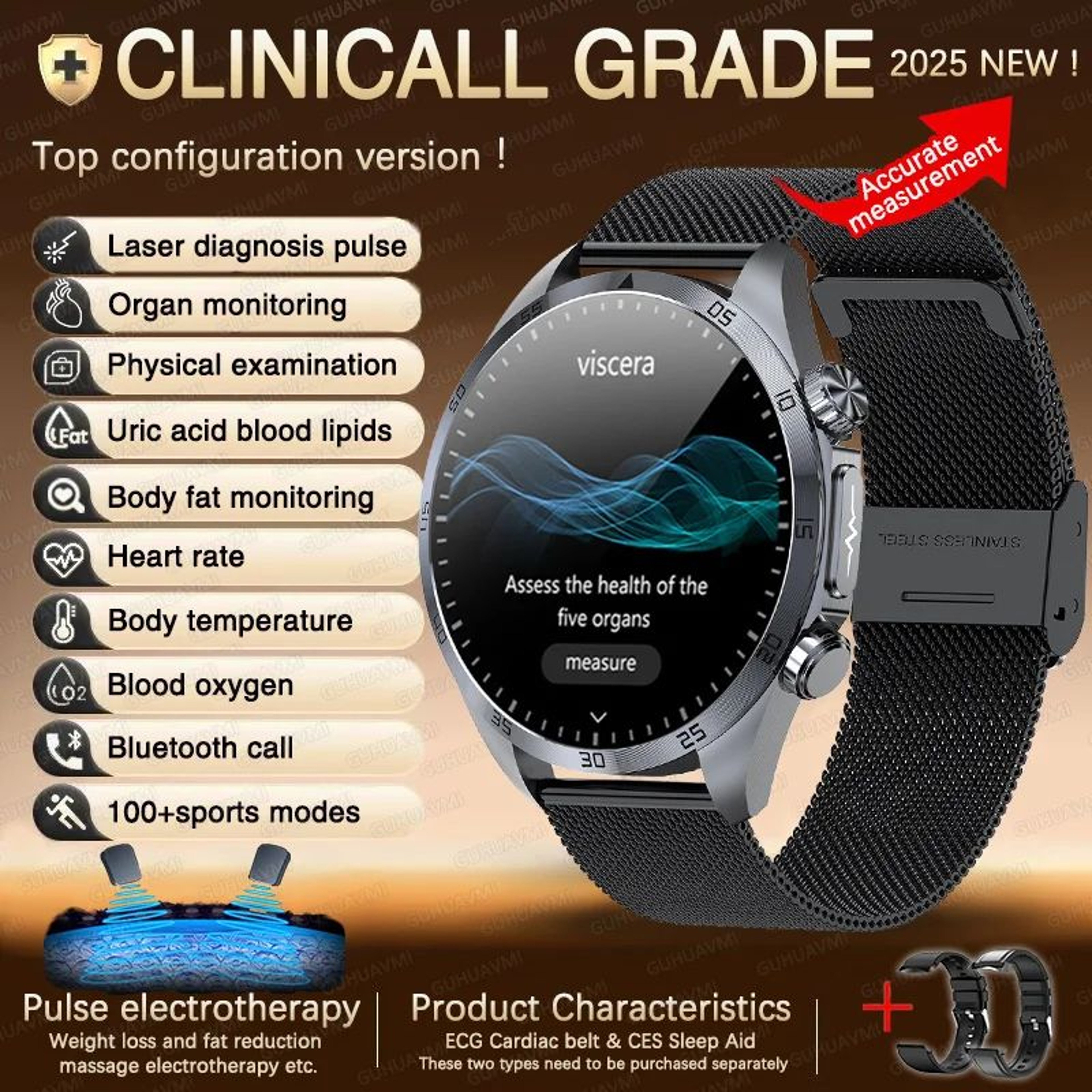 ECG PPG AI Health Smartwatch With Lipid And Uric Monitor 18