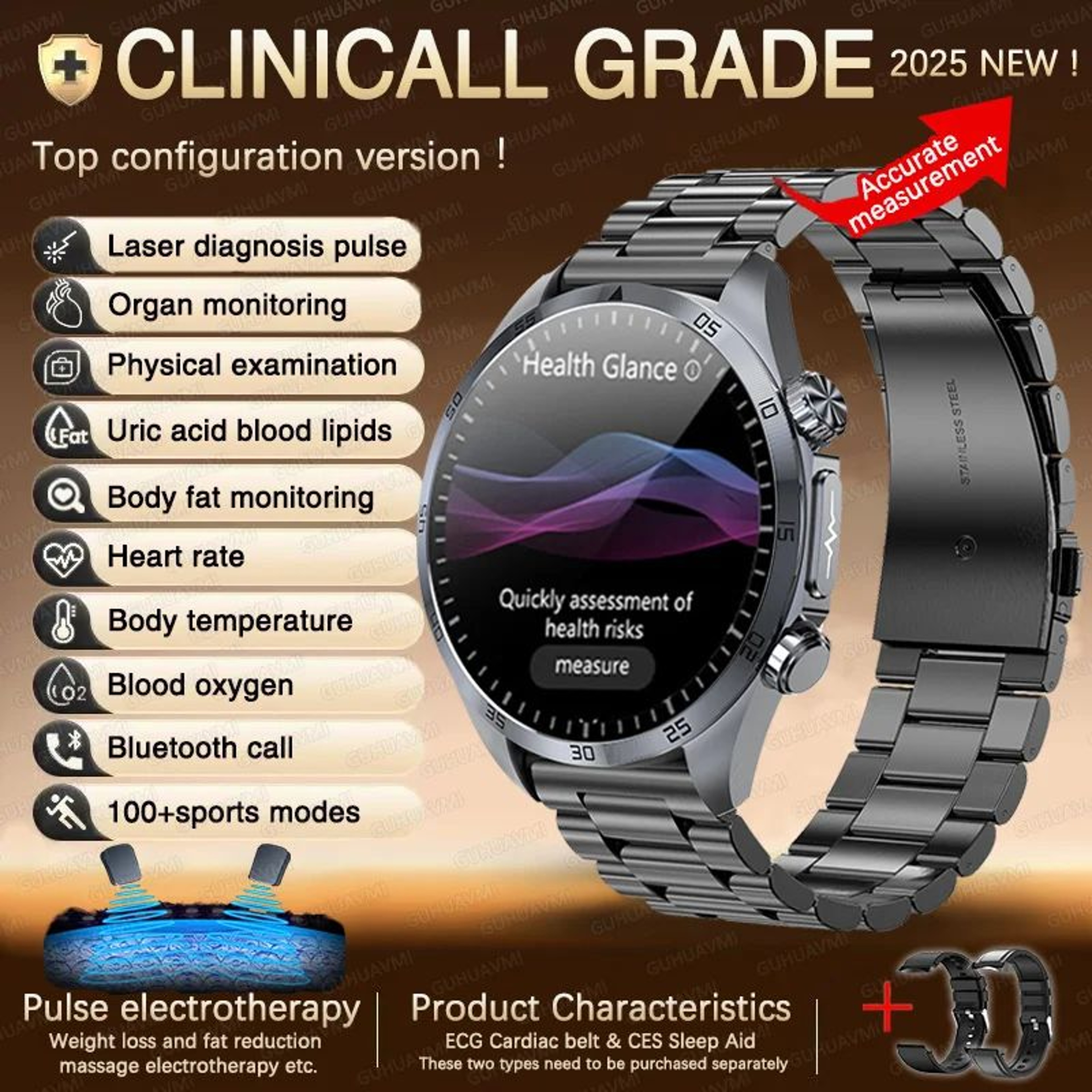 ECG PPG AI Health Smartwatch With Lipid And Uric Monitor 19