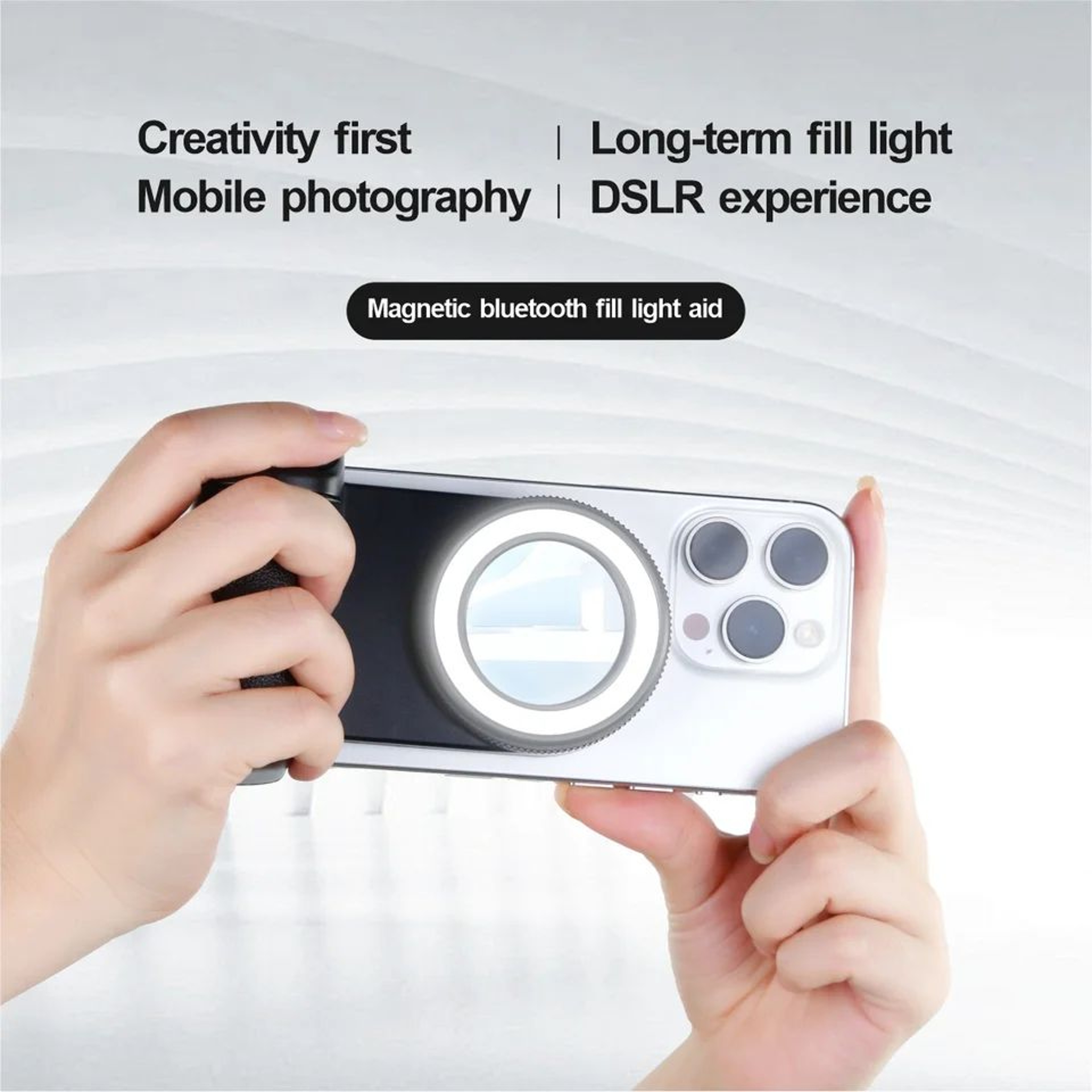 Magnetic Smartphone Handle Grip With Bluetooth Remote And Fill Light 3