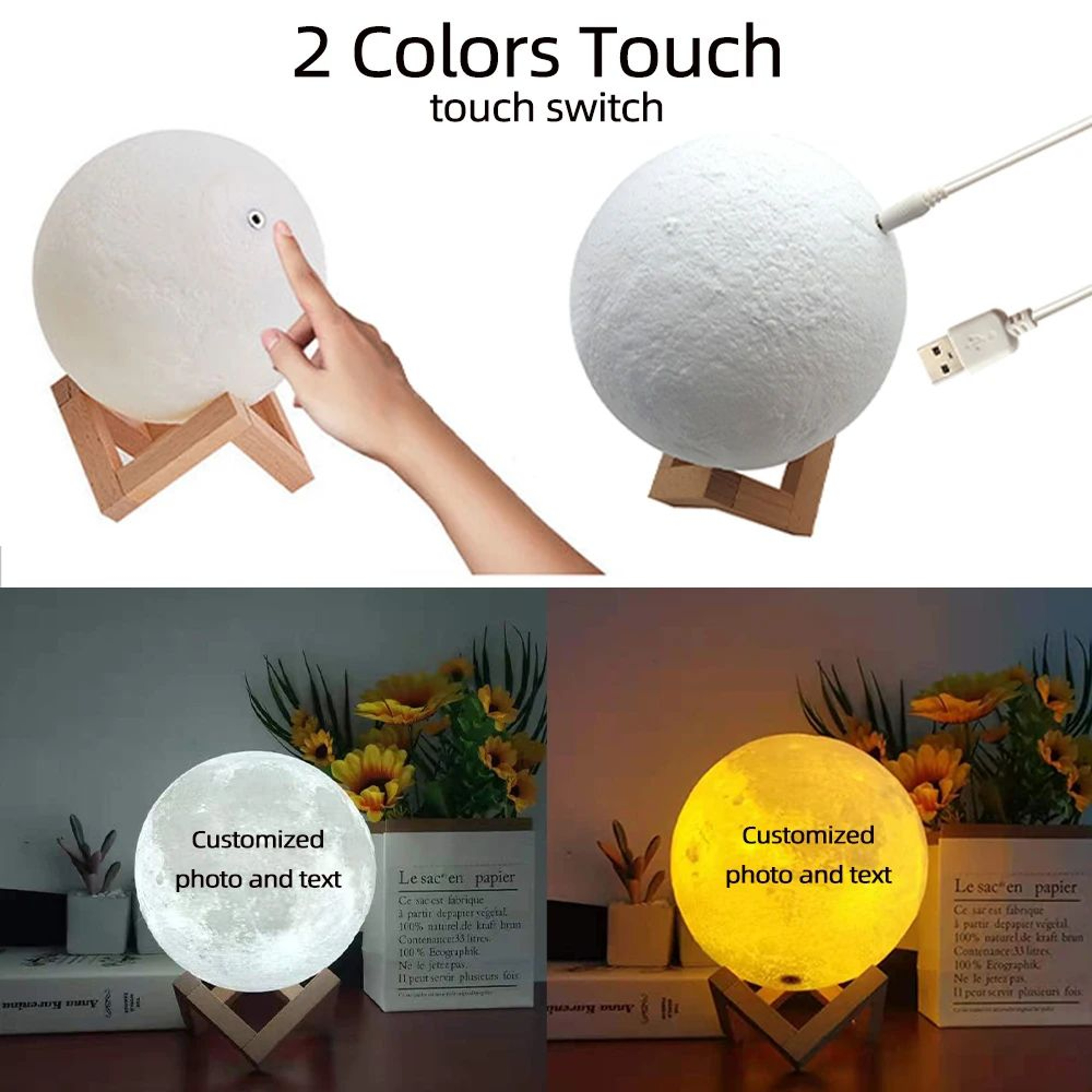 Personalized 3D Moon Lamp Custom Photo Light 7