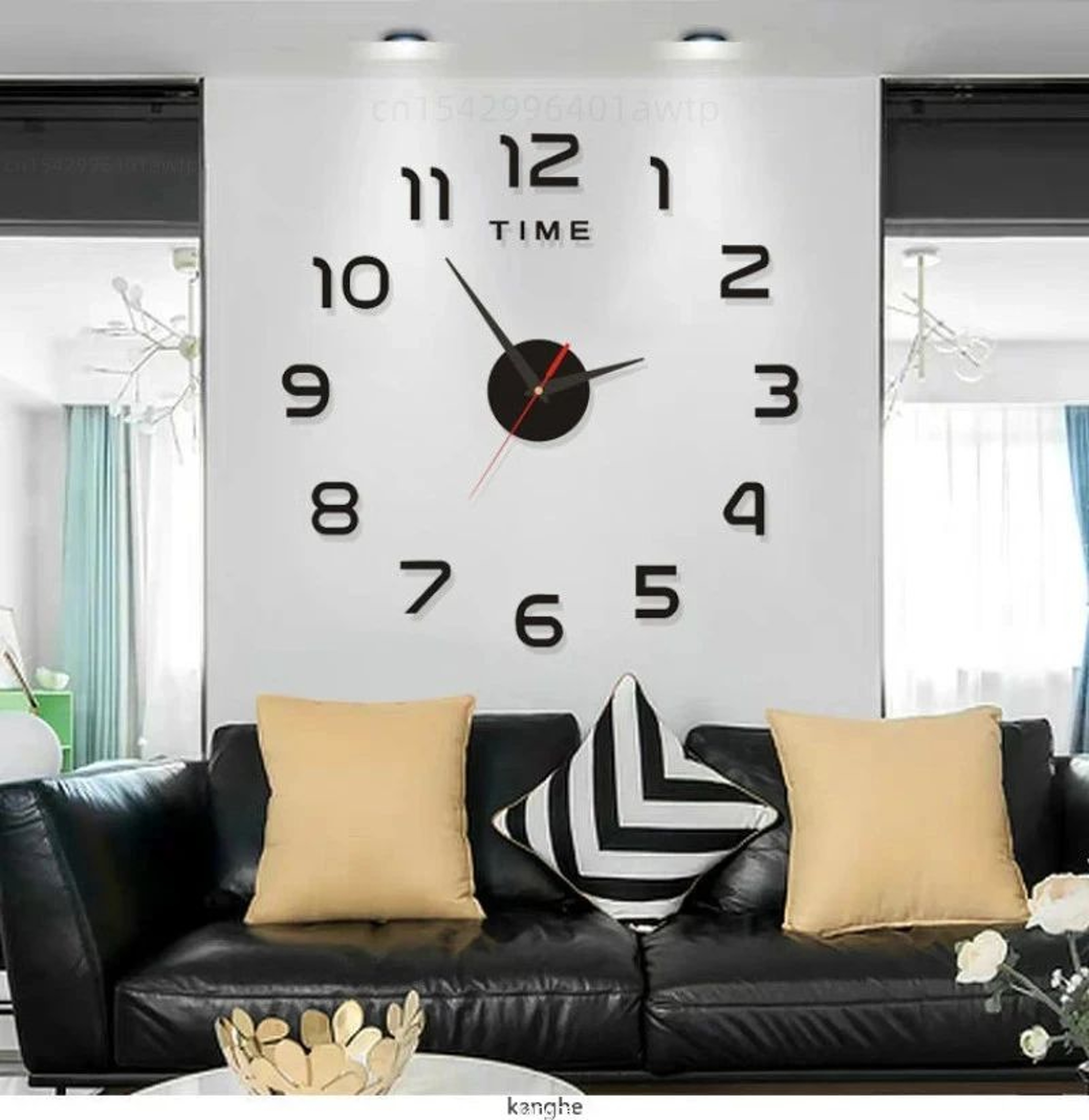 Modern 3D DIY Wall Clock Acrylic Mirror Decor 3