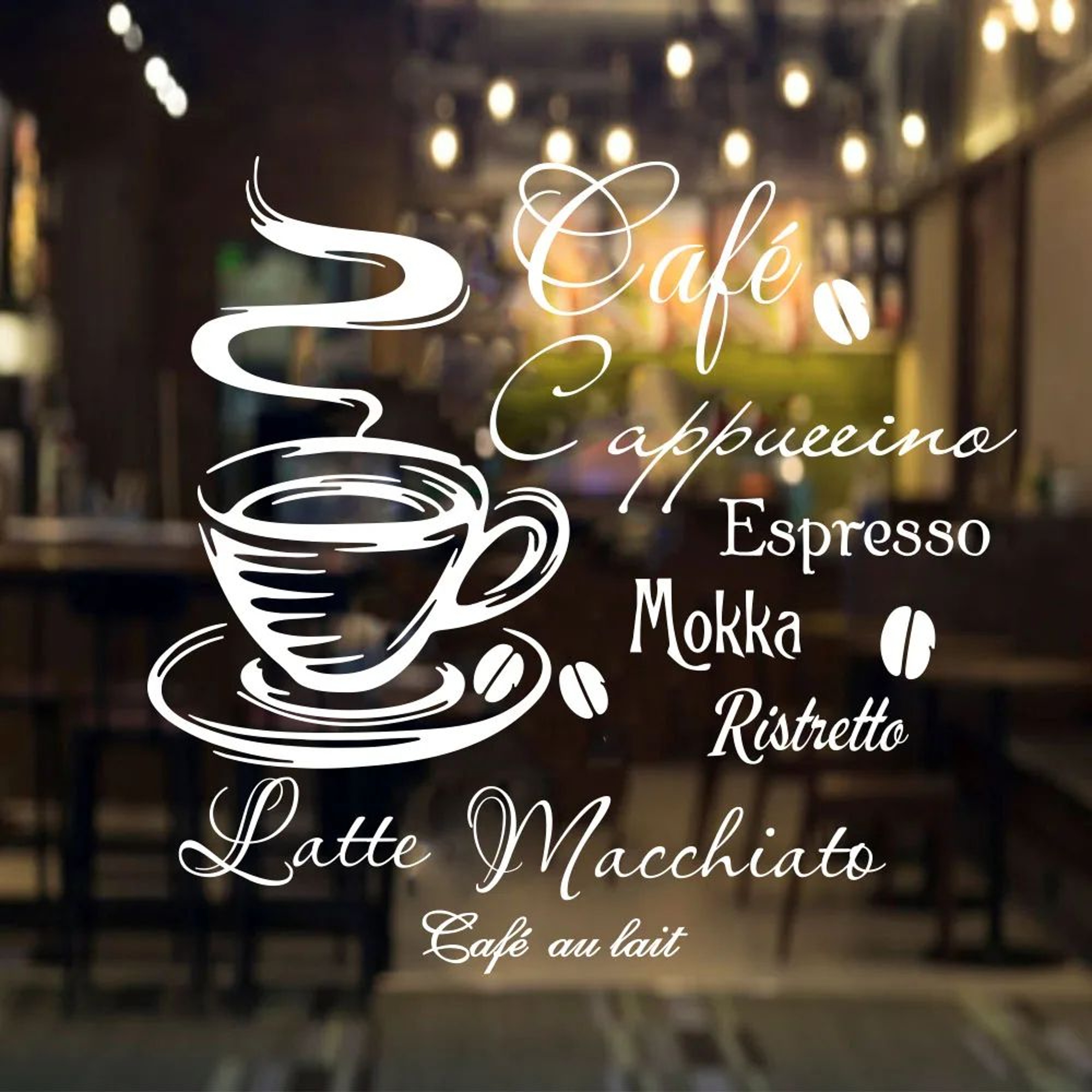 Coffee Bar Wall Sticker Cafe Style Decor 0