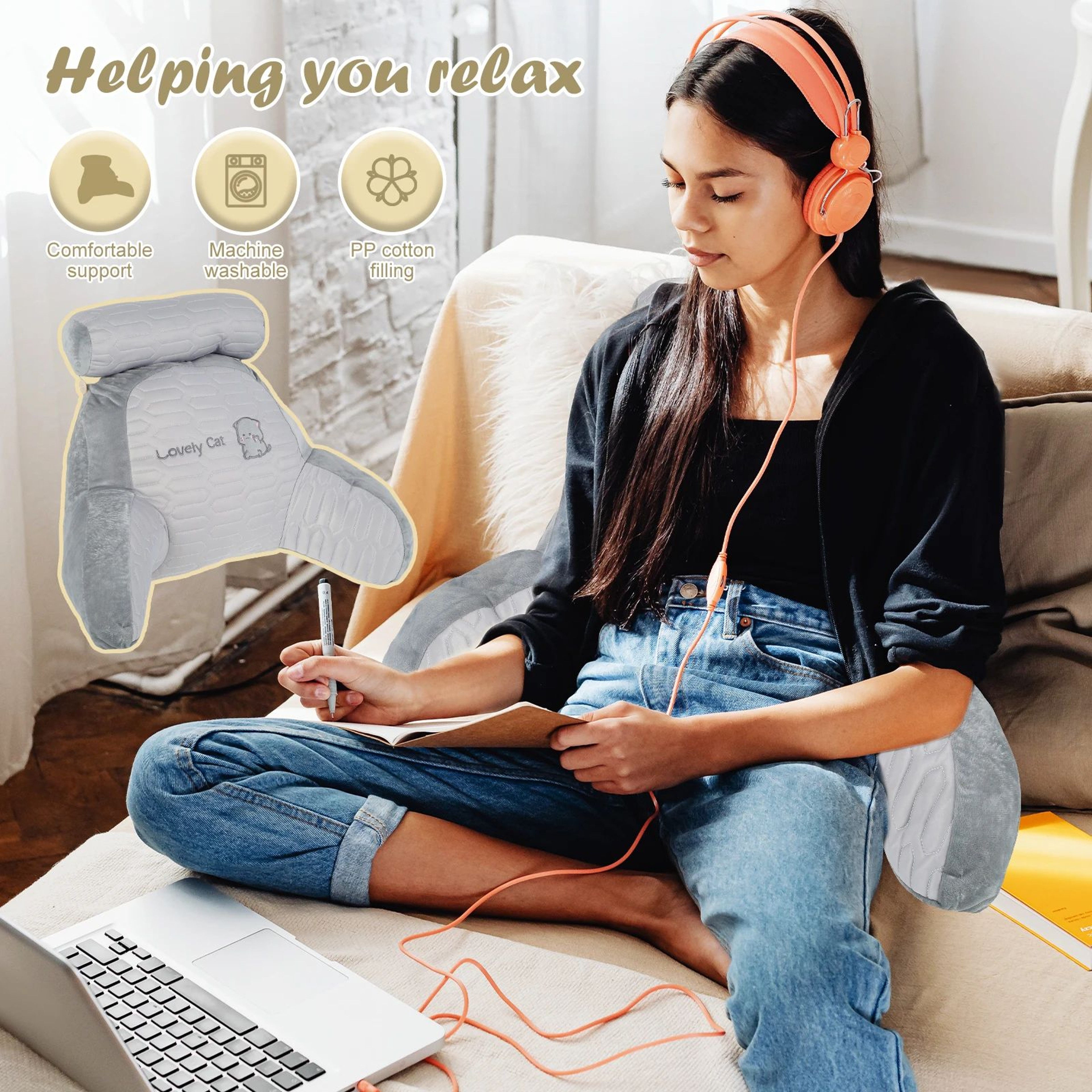 Triangular Backrest Reading Pillow Cushion 10