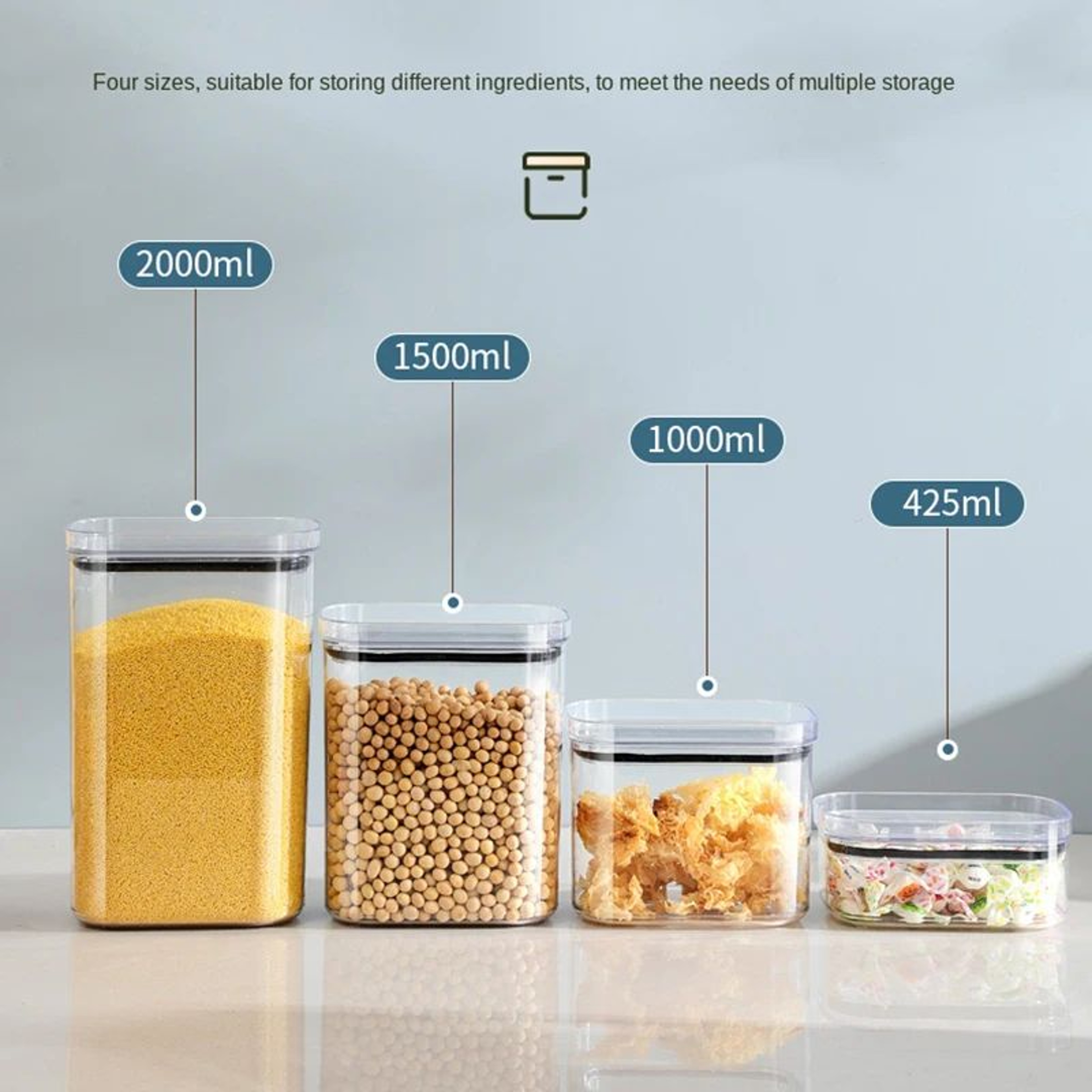 4pcs Airtight Grain Storage Containers Set 5