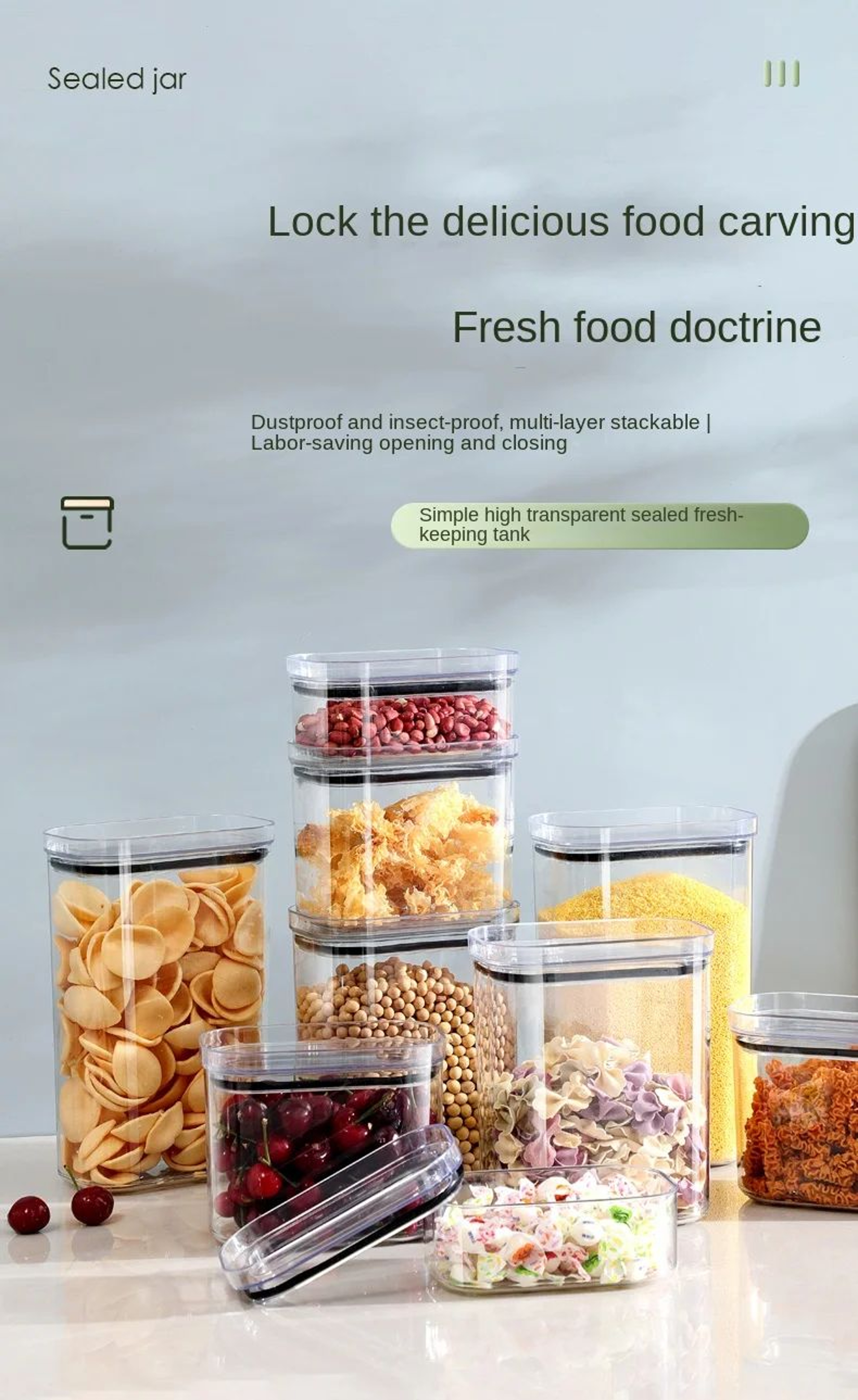 4pcs Airtight Grain Storage Containers Set 6