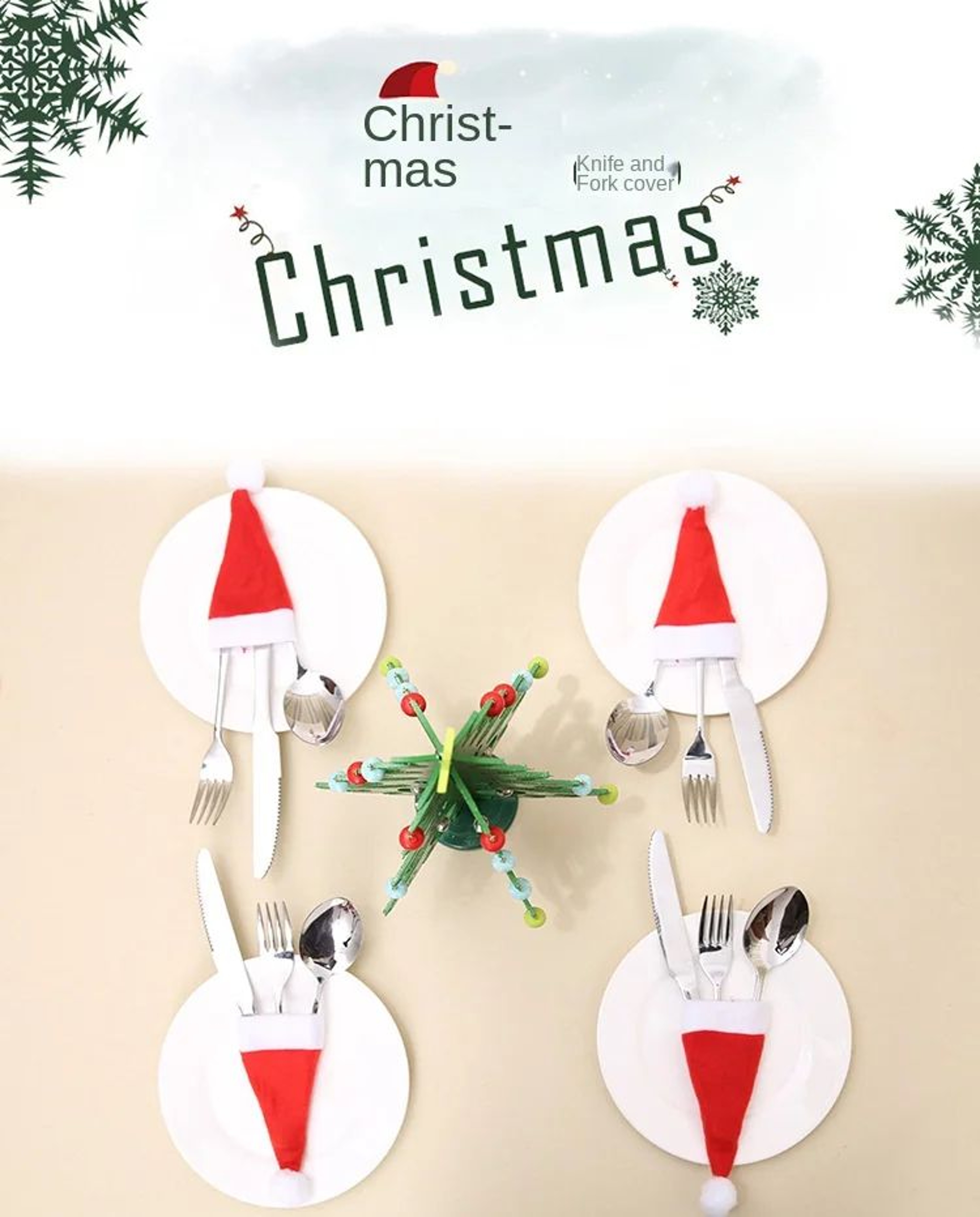 Mini Santa Hat Cutlery Decorations Set 6