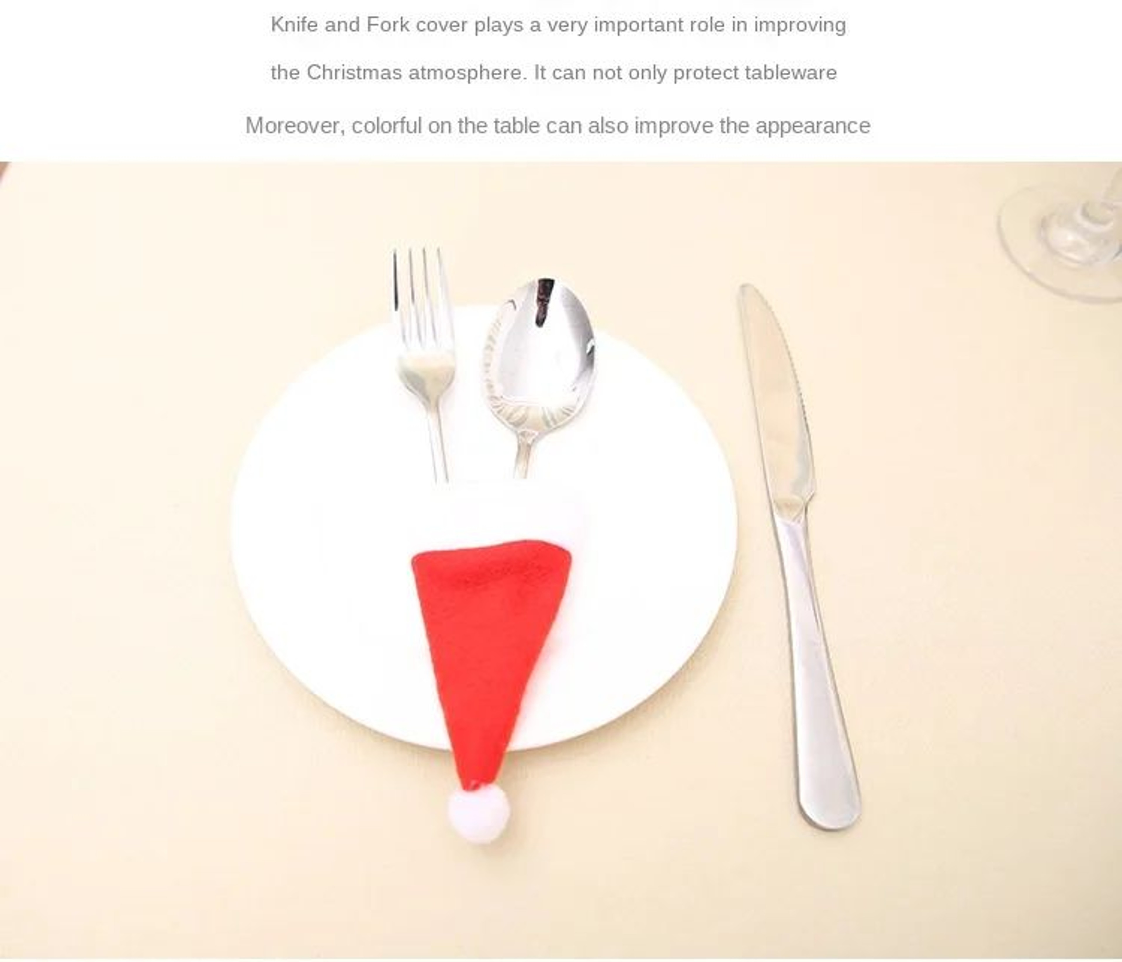 Mini Santa Hat Cutlery Decorations Set 8