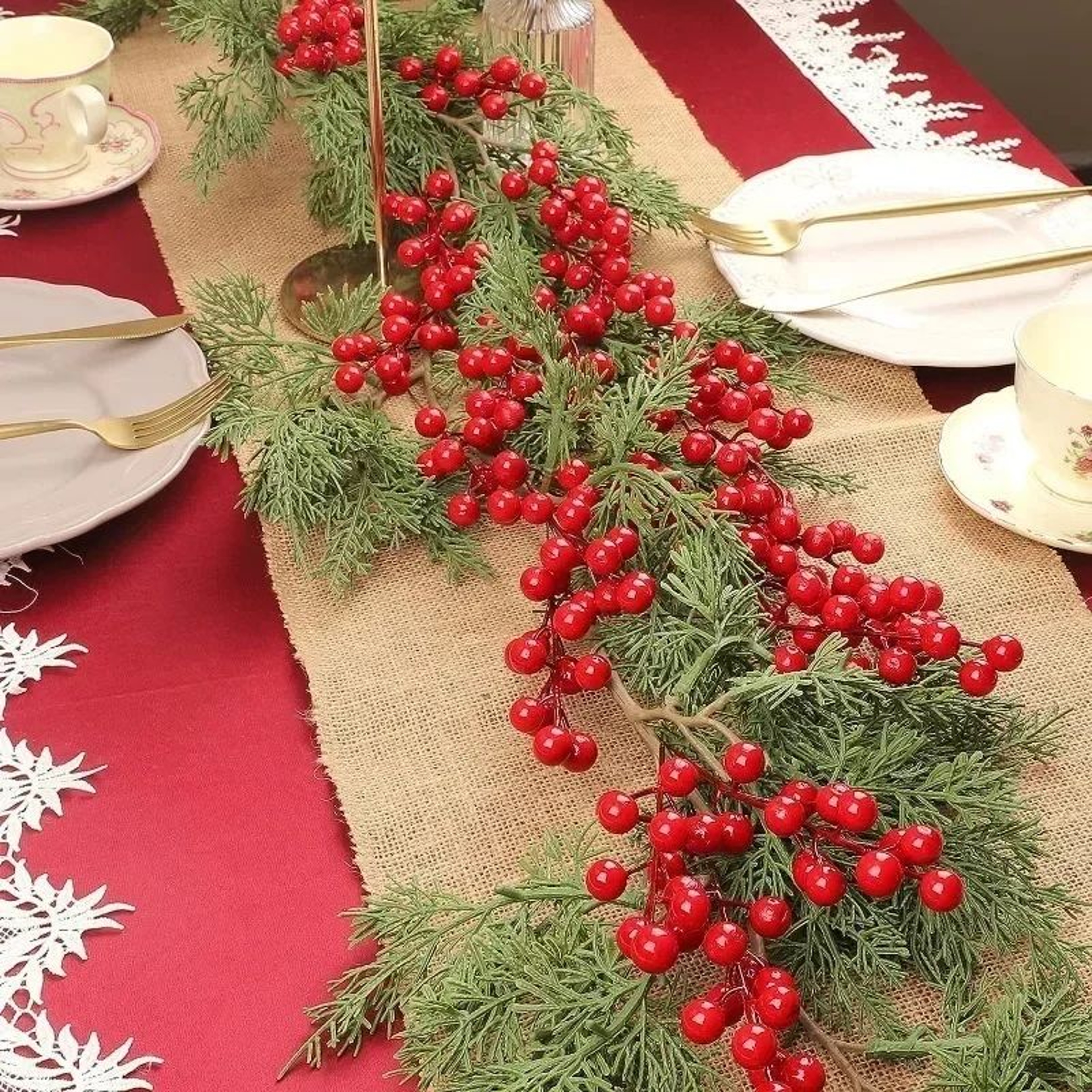 Artificial Holly Berry Stems For Christmas Decor 3