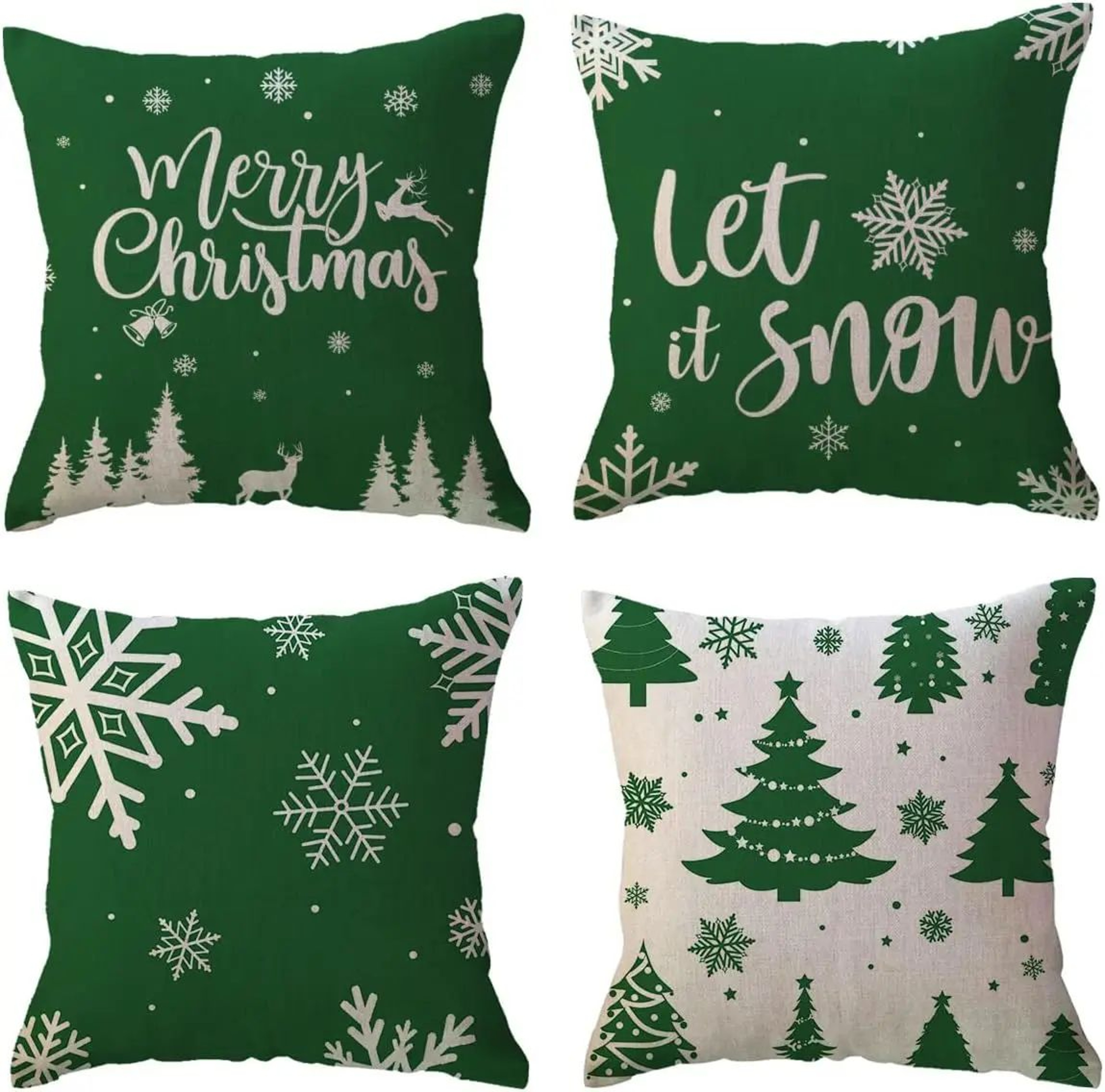 Green Christmas Snowflake Decorative Pillow Cover 0