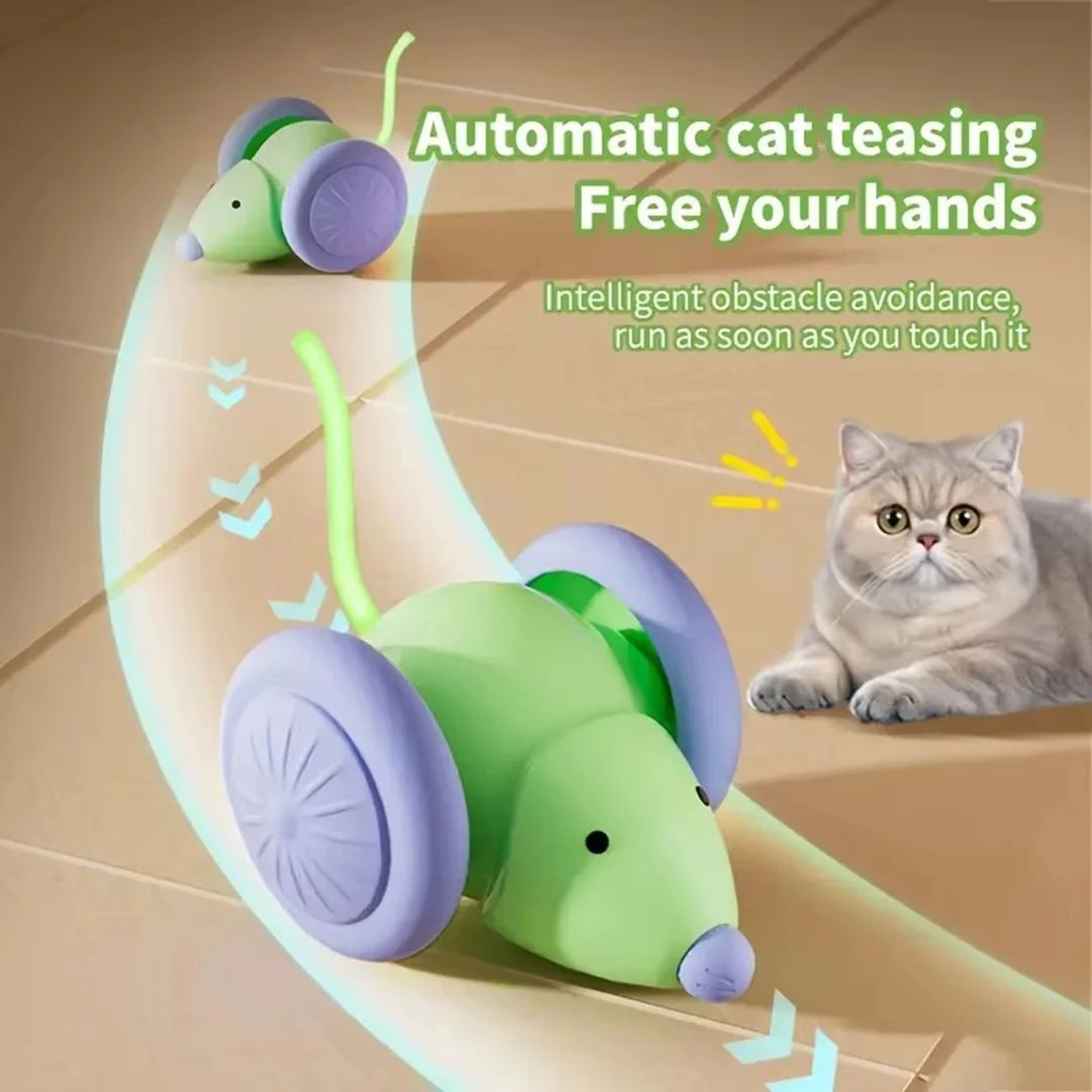 Interactive Electric Cat Toy Mouse Car With Obstacle Avoidance 0