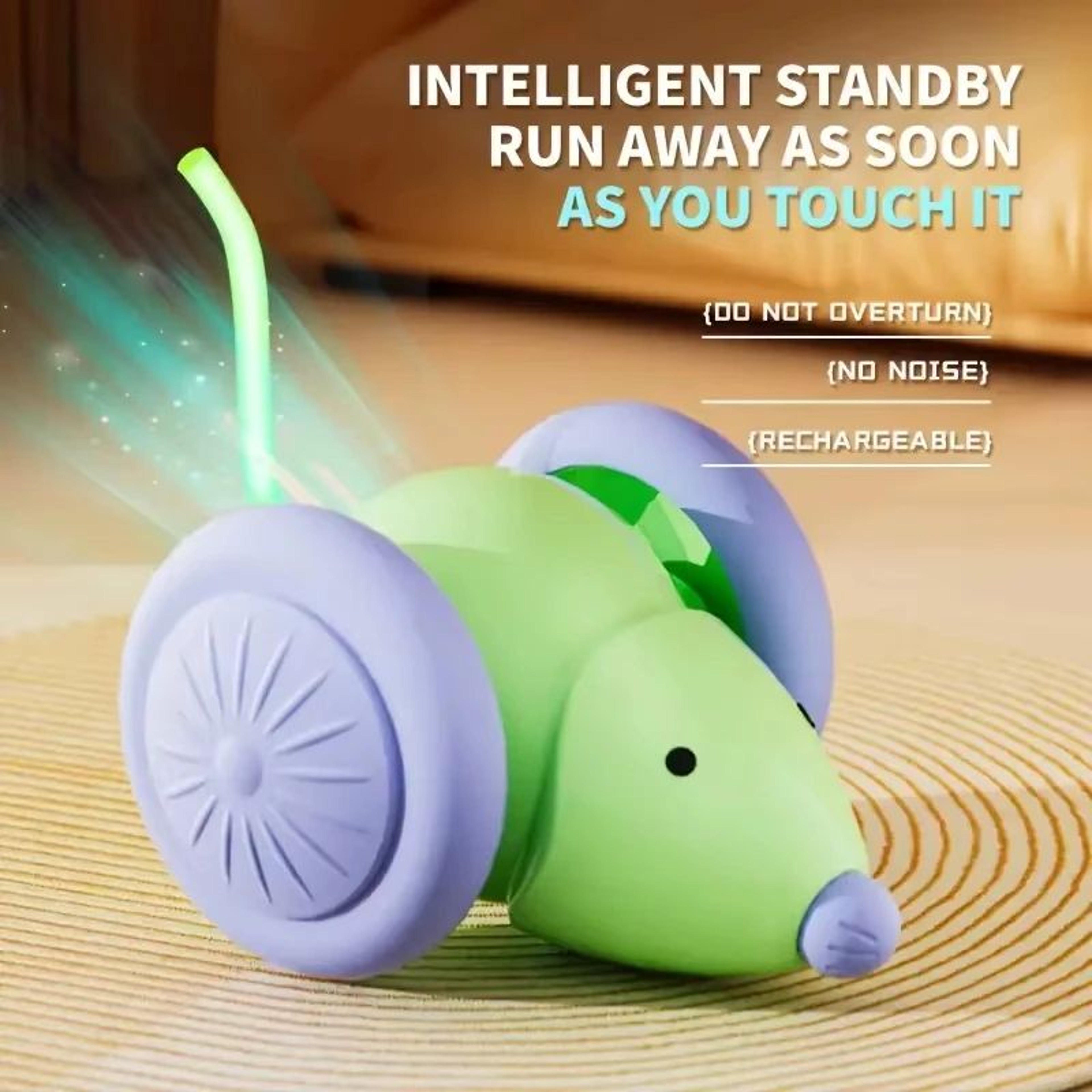 Interactive Electric Cat Toy Mouse Car With Obstacle Avoidance 4