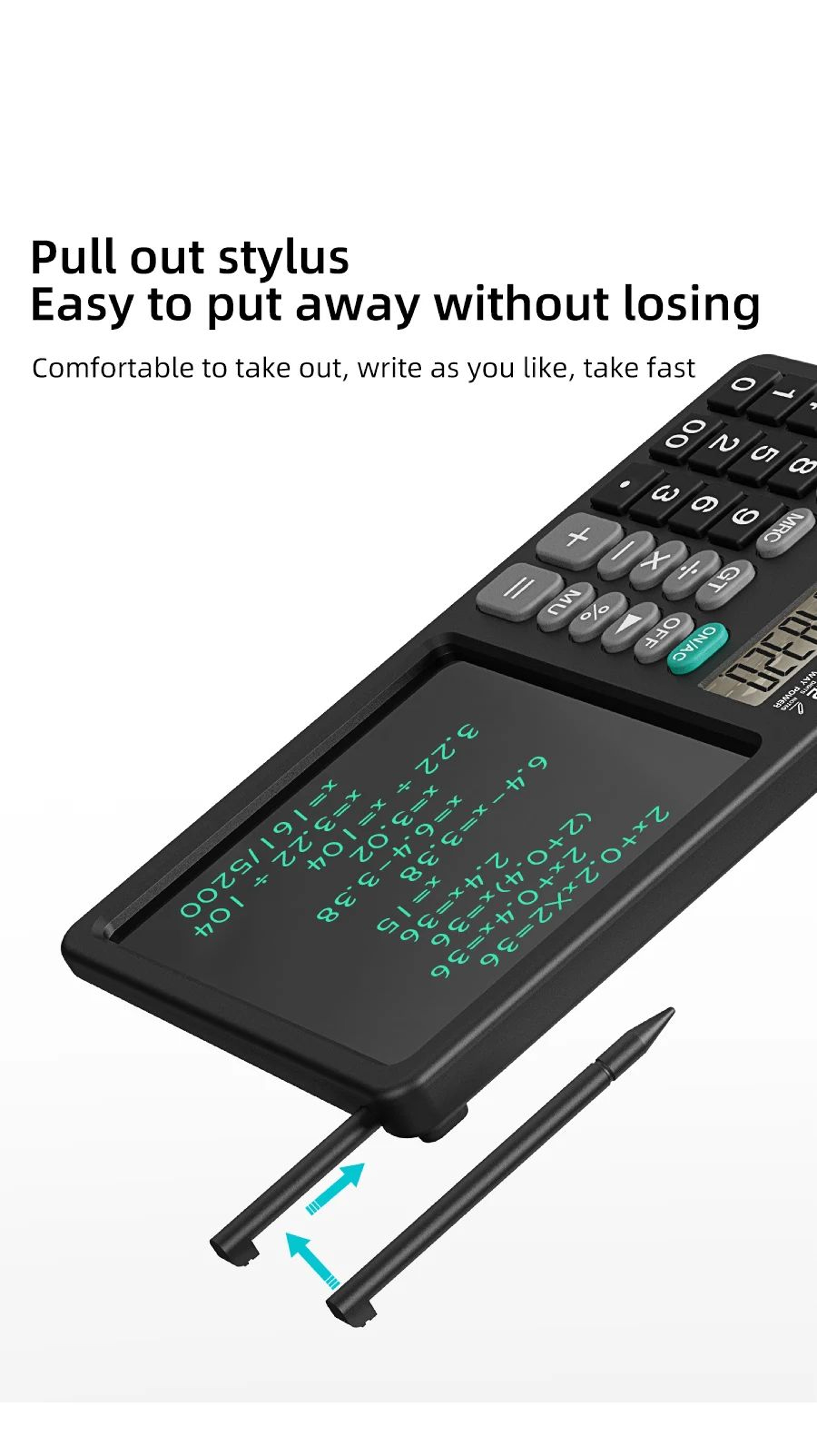 Calculator Writing Tablet With Stylus Foldable Design 14