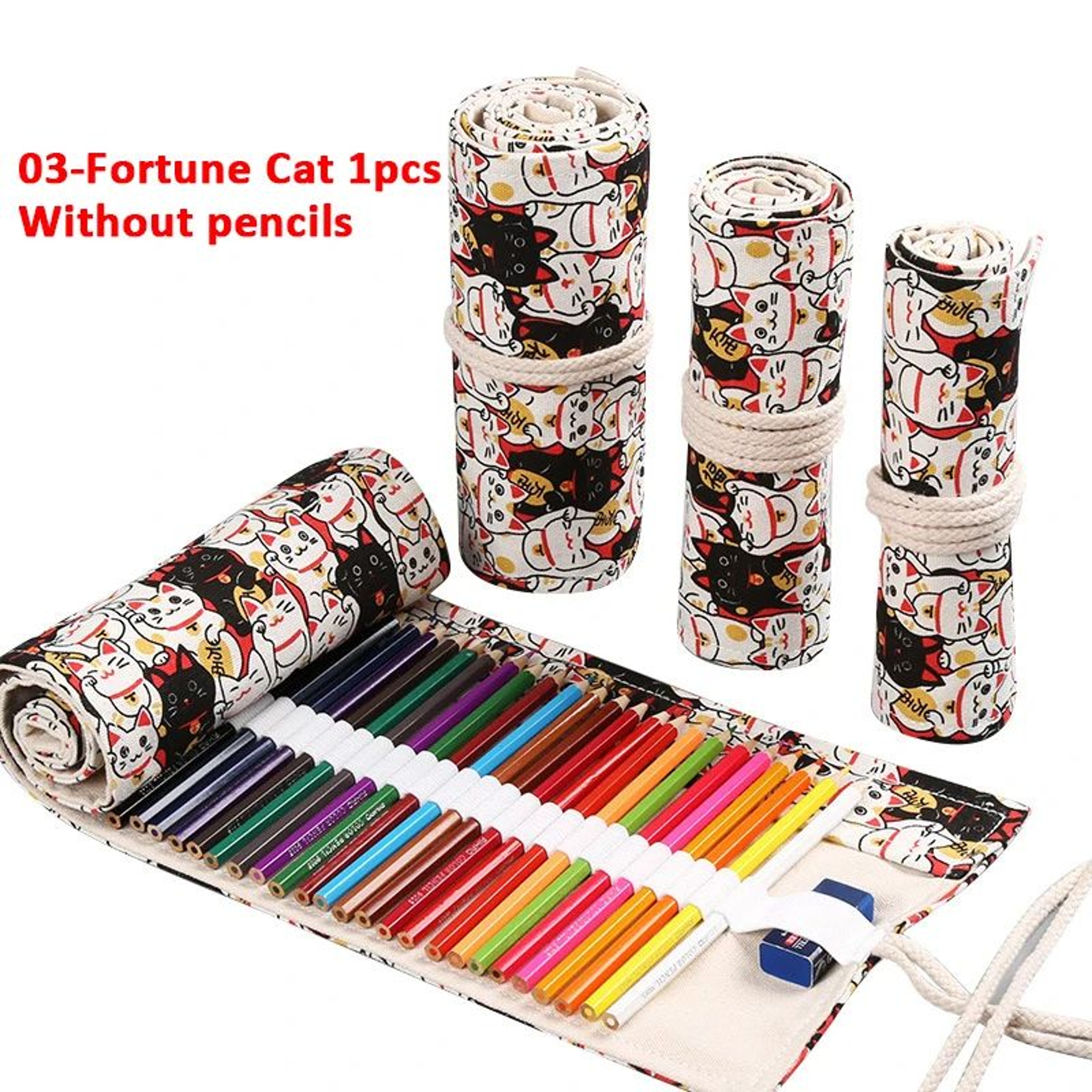 Canvas Roll Up Pencil Case With 12 Slots 6