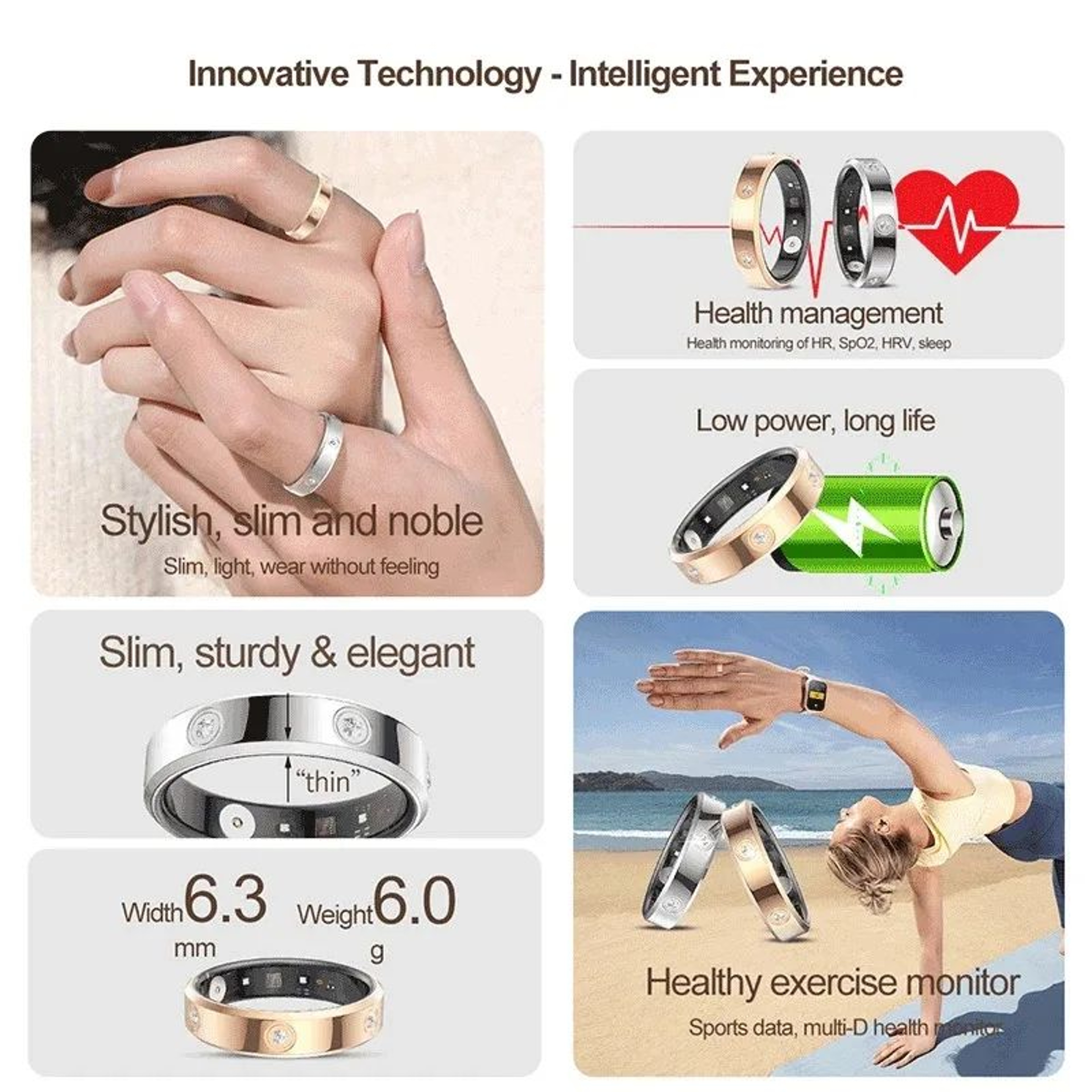 Smart Health Monitoring Ring Waterproof Fitness Tracker 2