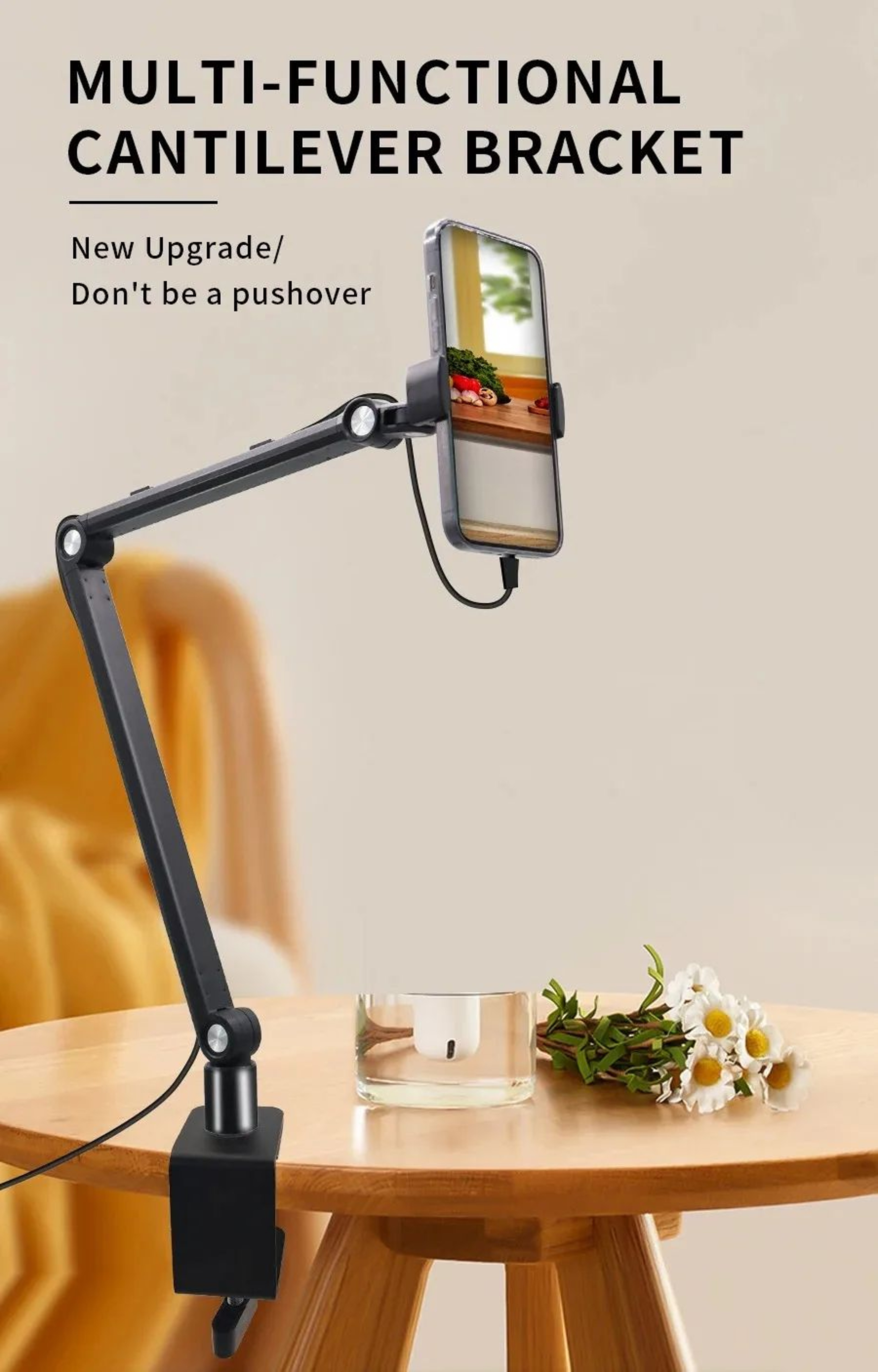 Adjustable Aluminum Tablet Stand With Long Arm Mount 7