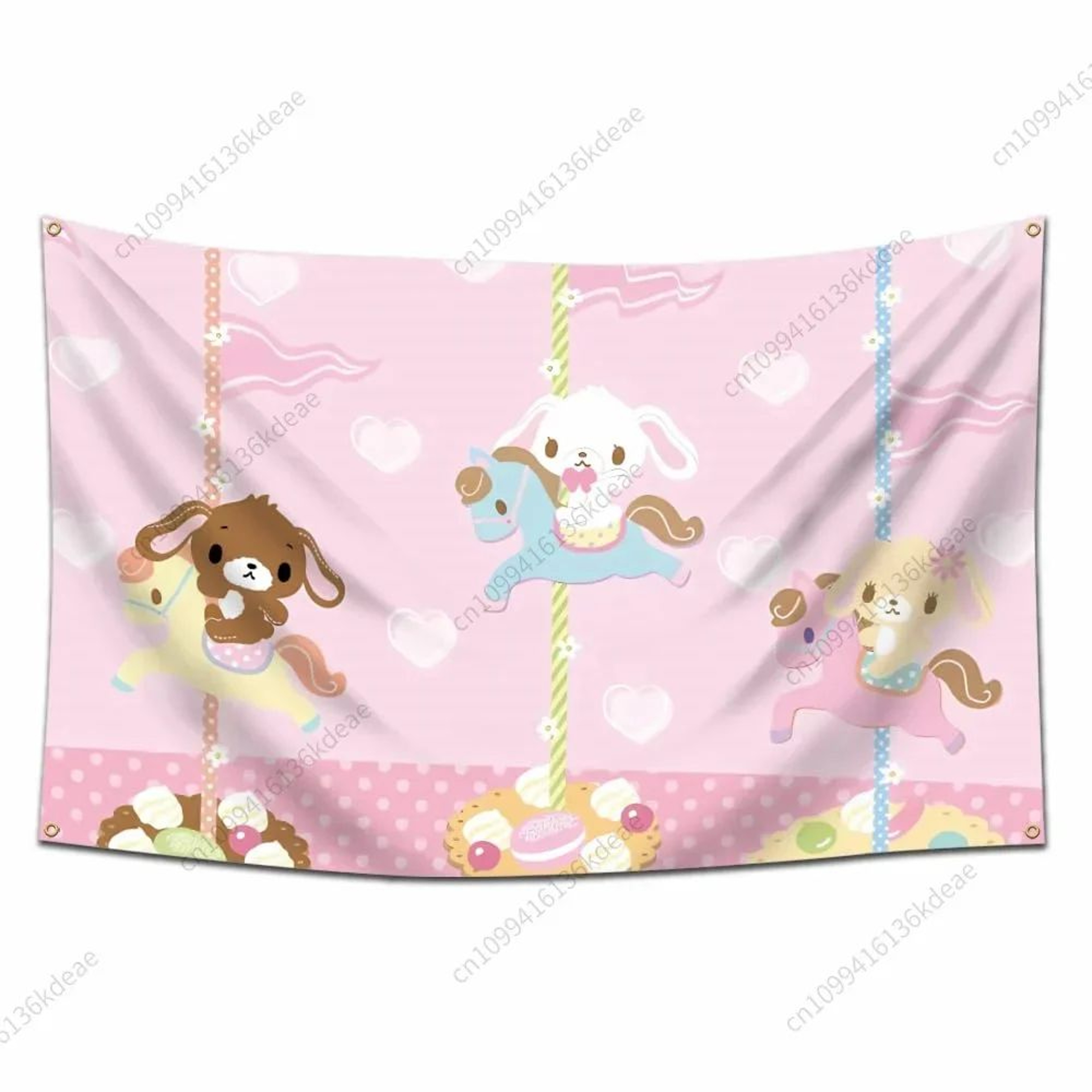 Cute Sugarbunnies Cartoon Wall Tapestry 0