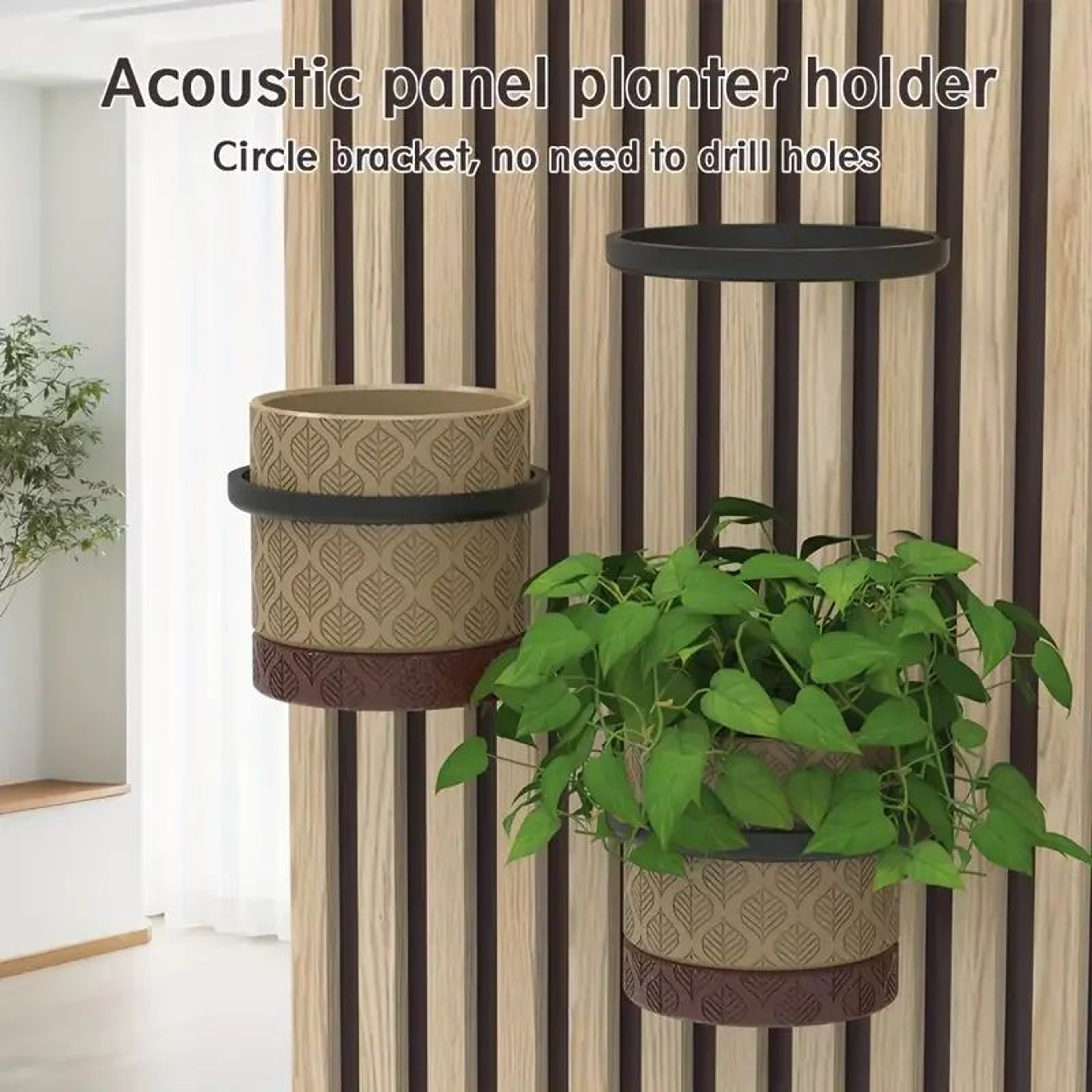 No Drill Acoustic Panel Plant Ring Set 0
