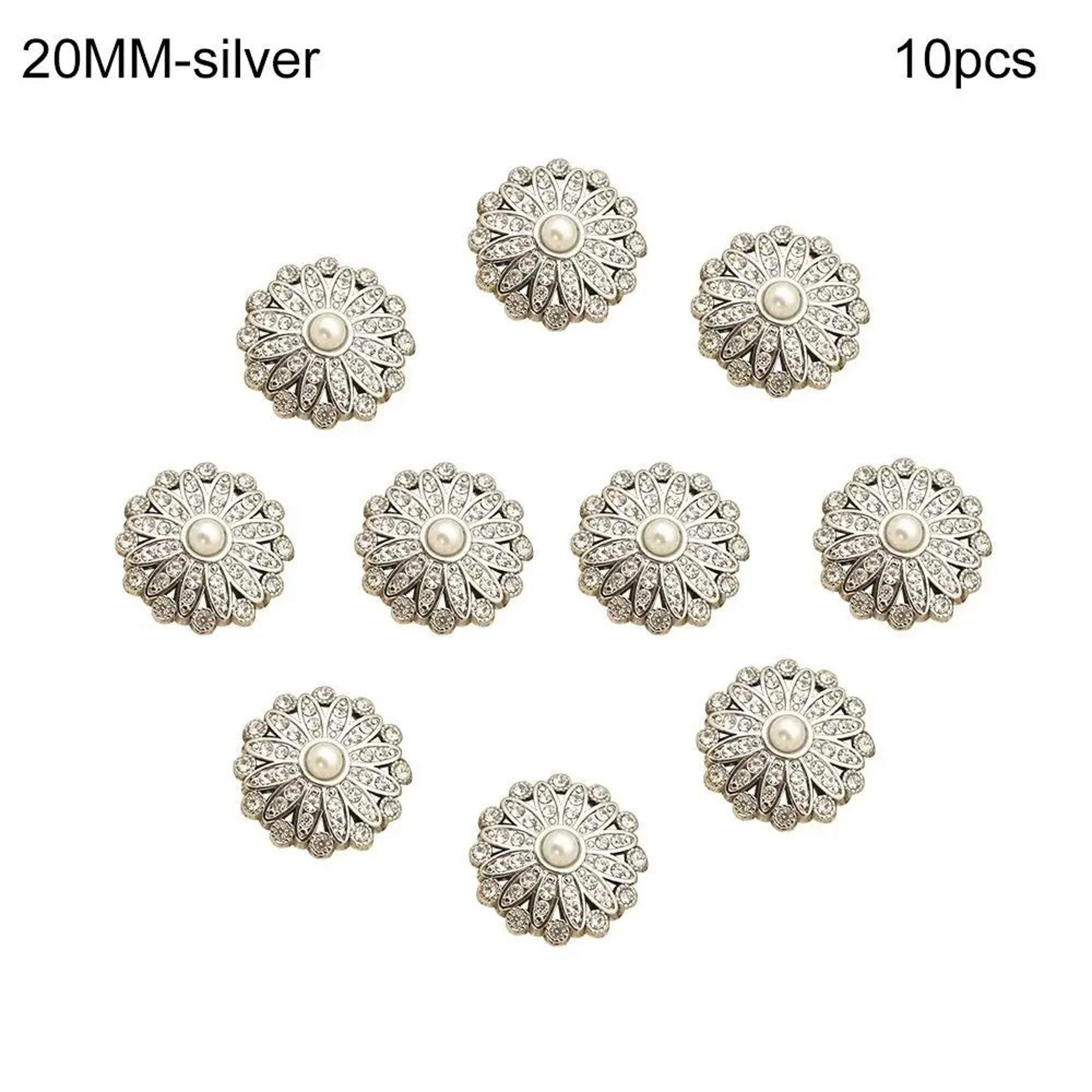 Retro Pearl Diamond Metal Sewing Buttons Set 11
