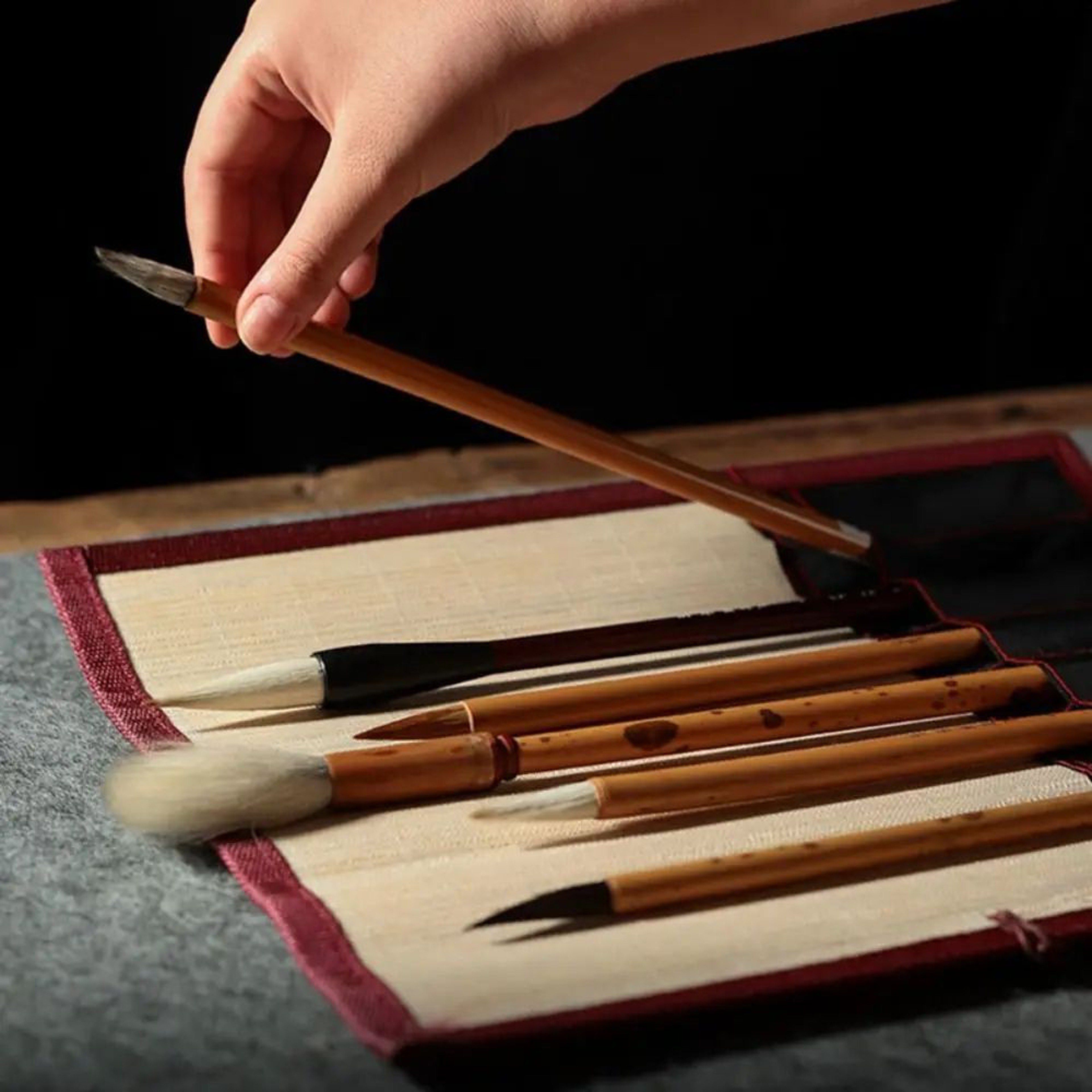 Bamboo Roll Up Calligraphy Brush Holder Case 5
