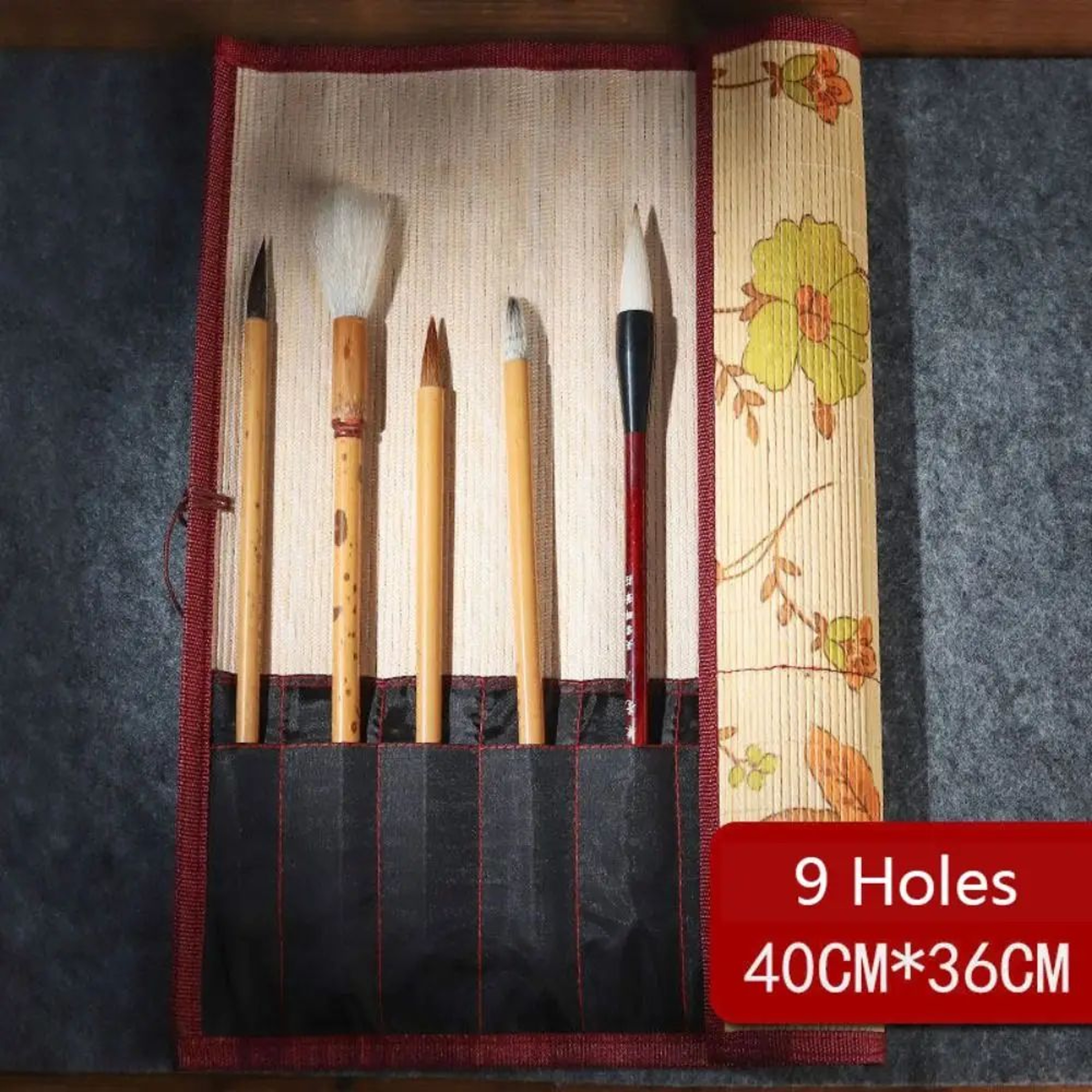 Bamboo Roll Up Calligraphy Brush Holder Case 17