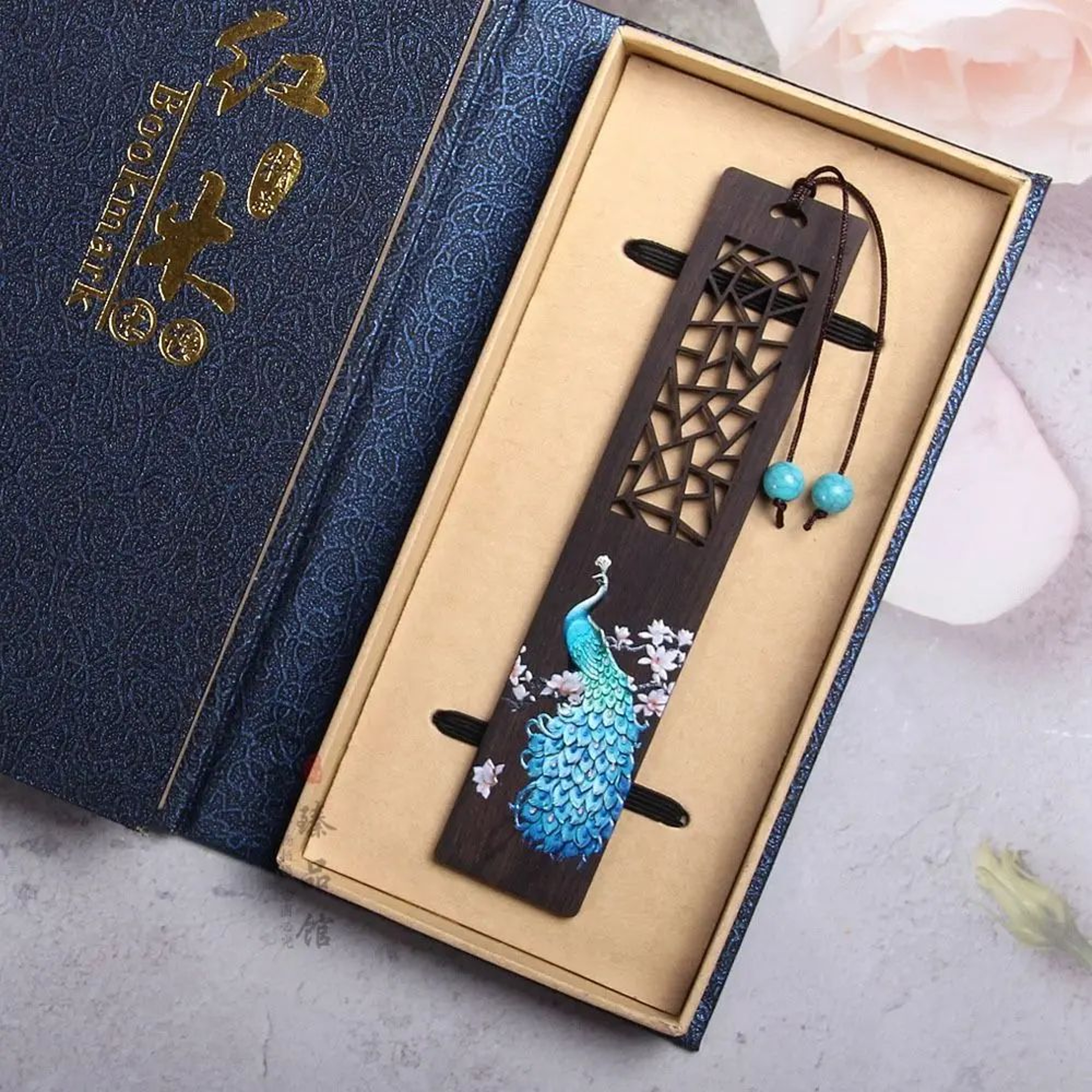 Chinese Carved Wooden Bookmark Ebony Book Clip 4
