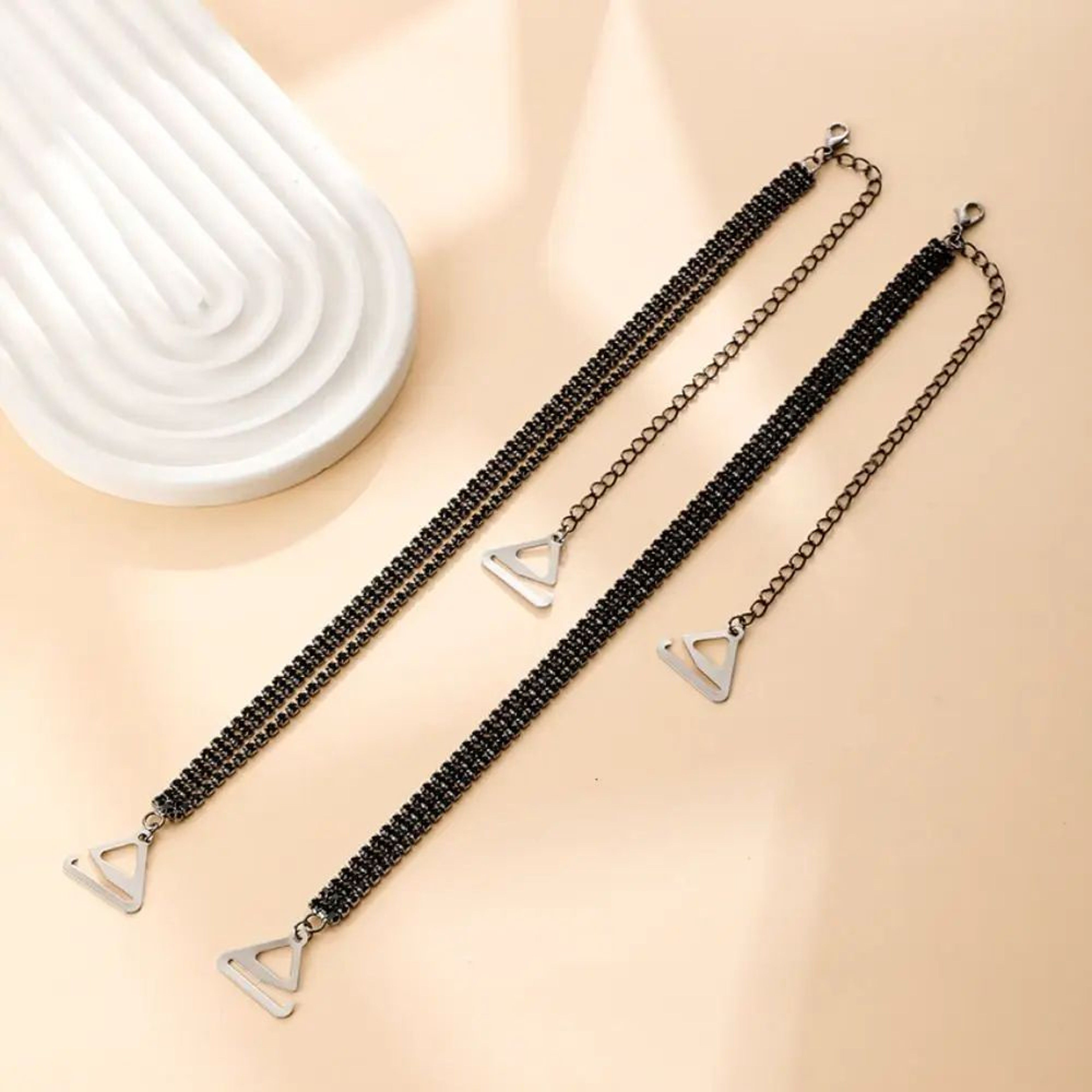 Rhinestone Anti Slip Bra Straps Adjustable Metal 2