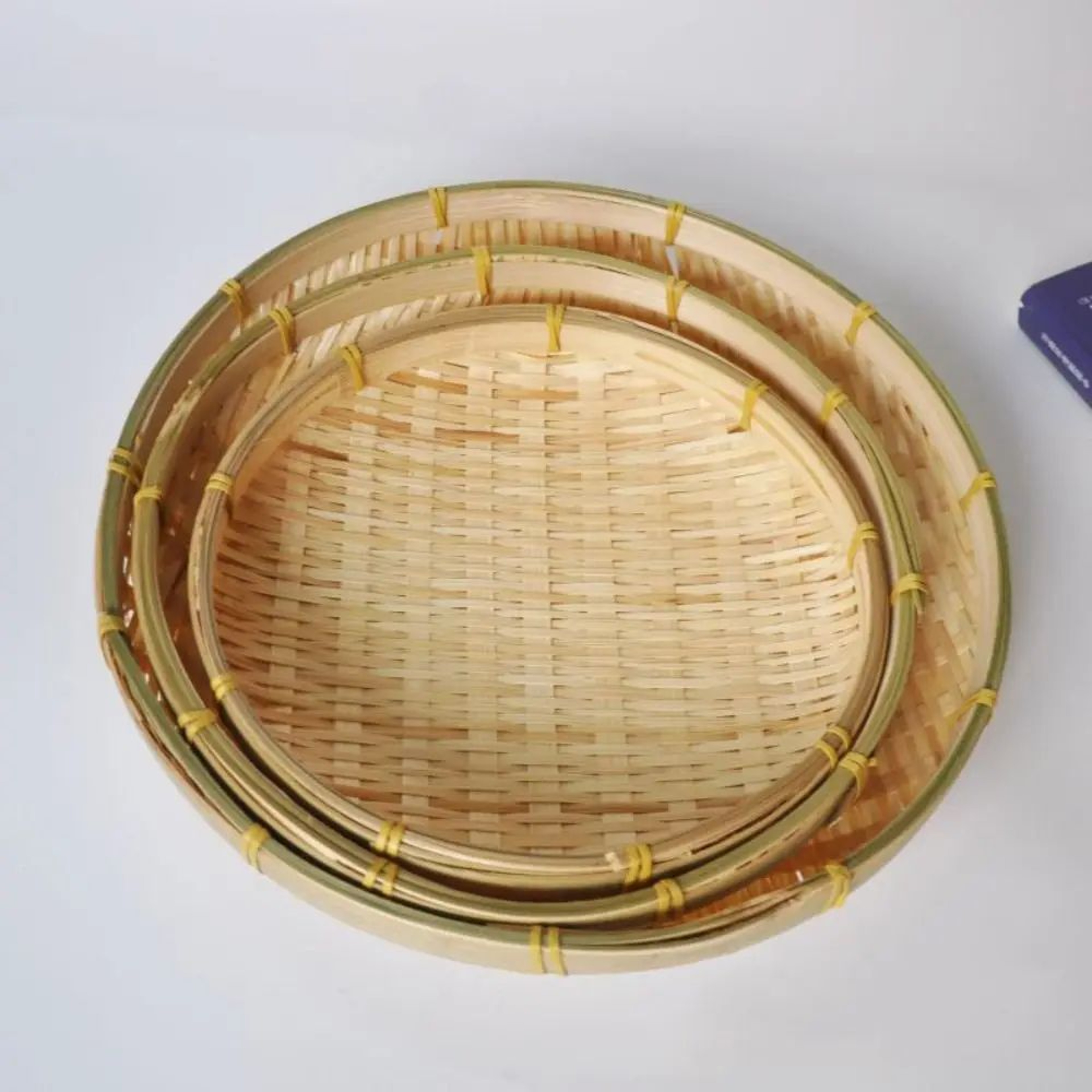 Handmade Woven Bamboo Tray Basket Bread Storage 2
