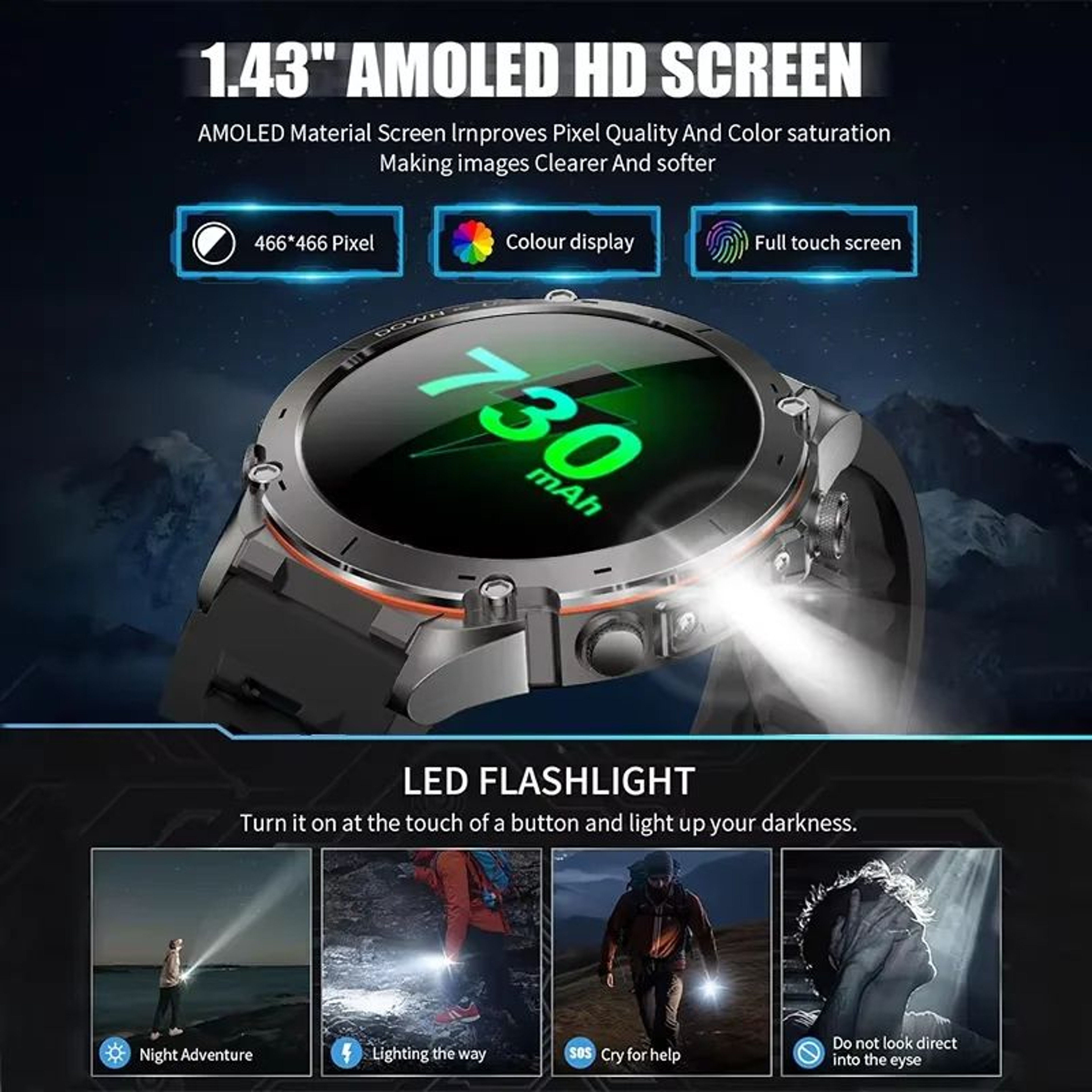 Stratos 4 GPS Smartwatch AMOLED HD Compass Altimeter Call 4