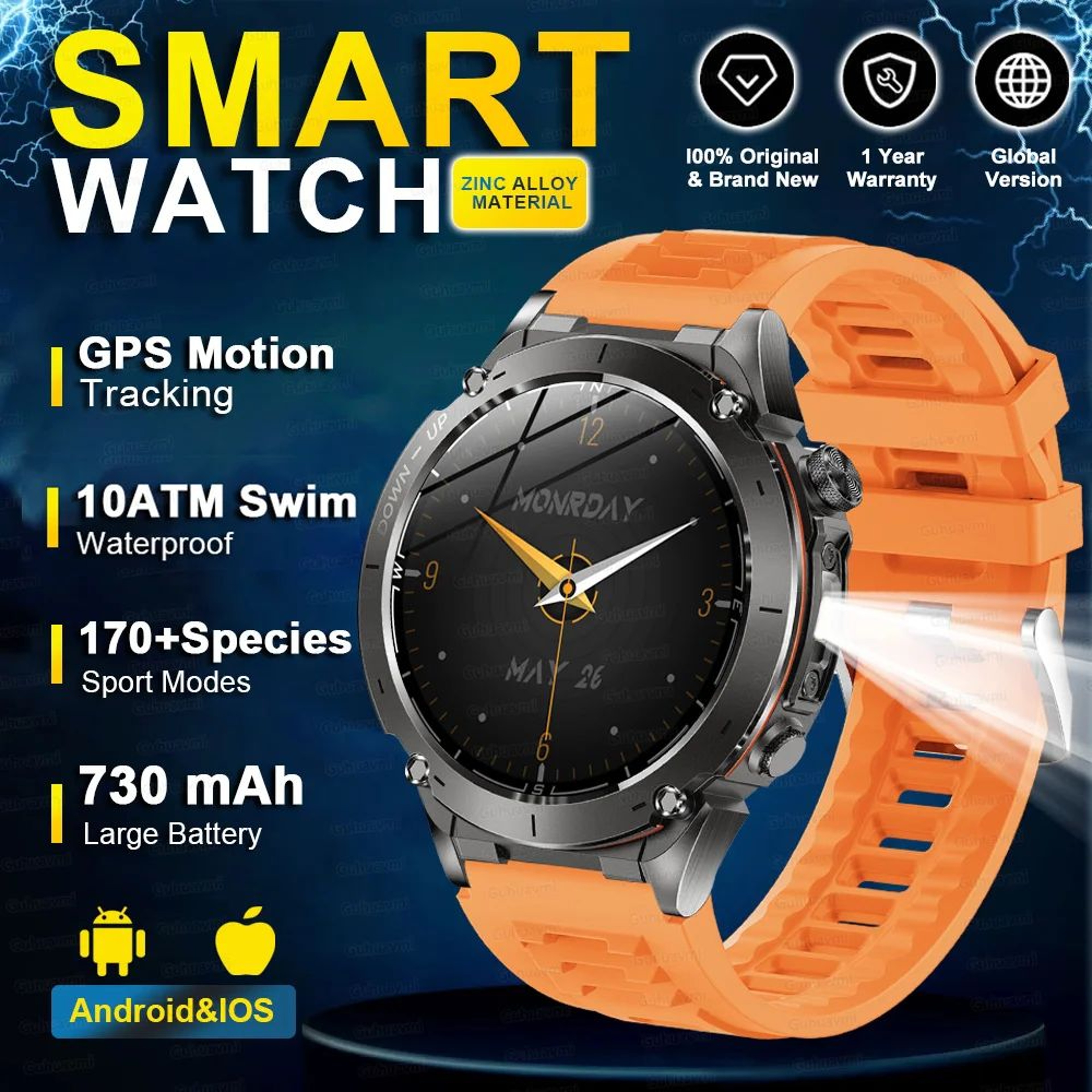 Stratos 4 GPS Smartwatch AMOLED HD Compass Altimeter Call 15