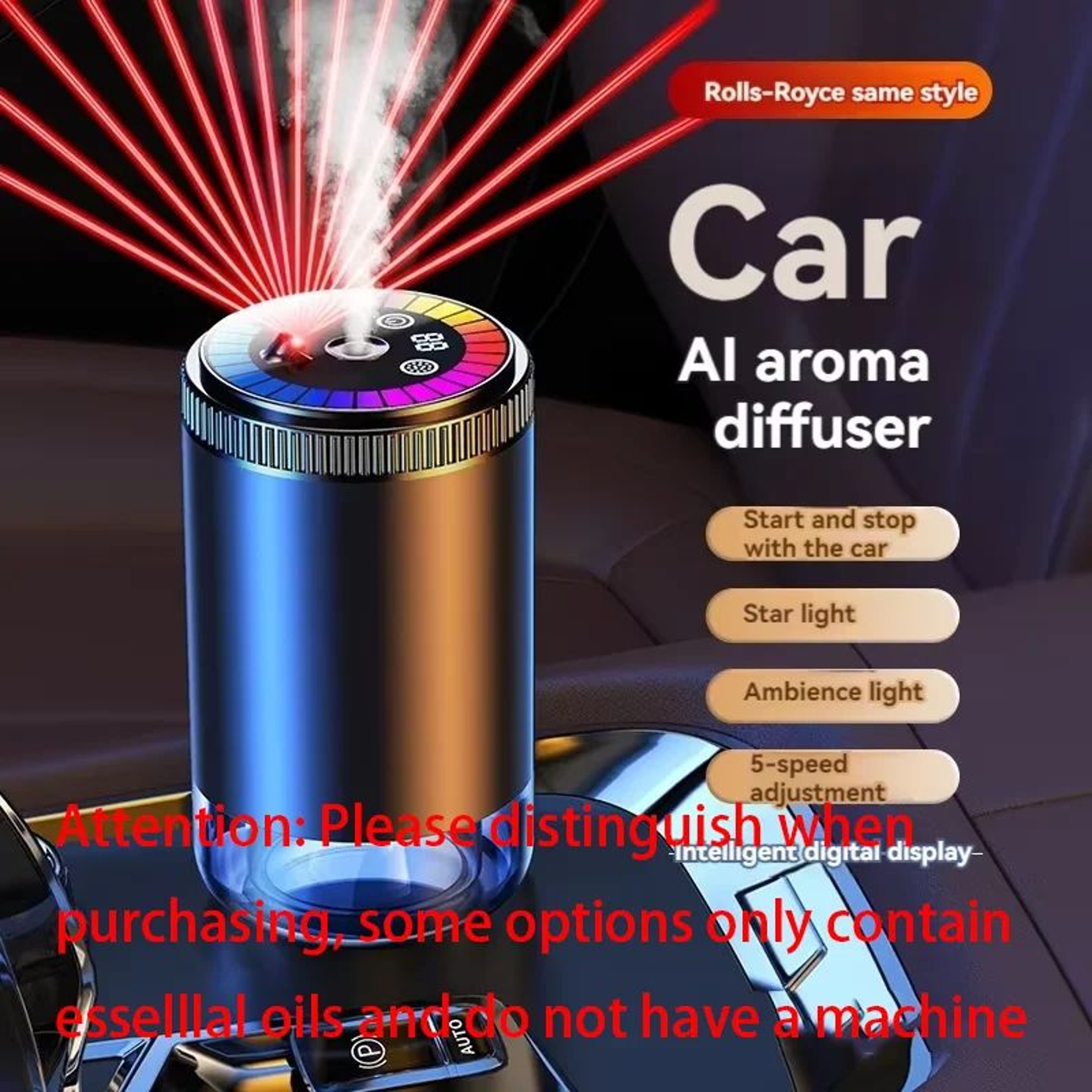 Rechargeable Smart Car Air Freshener Adjustable Aroma Diffuser 2