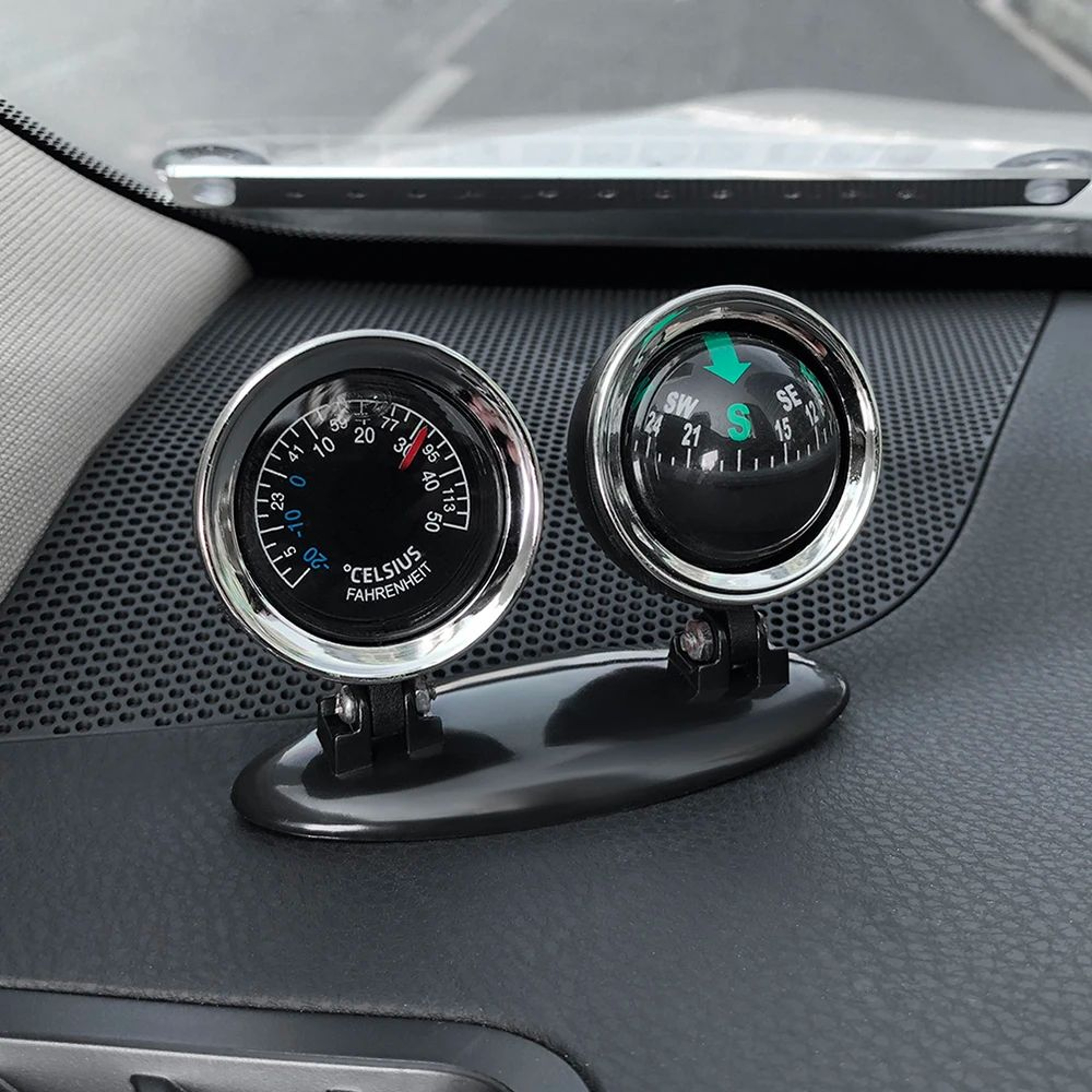 Car Dashboard Compass Thermometer Decor 1