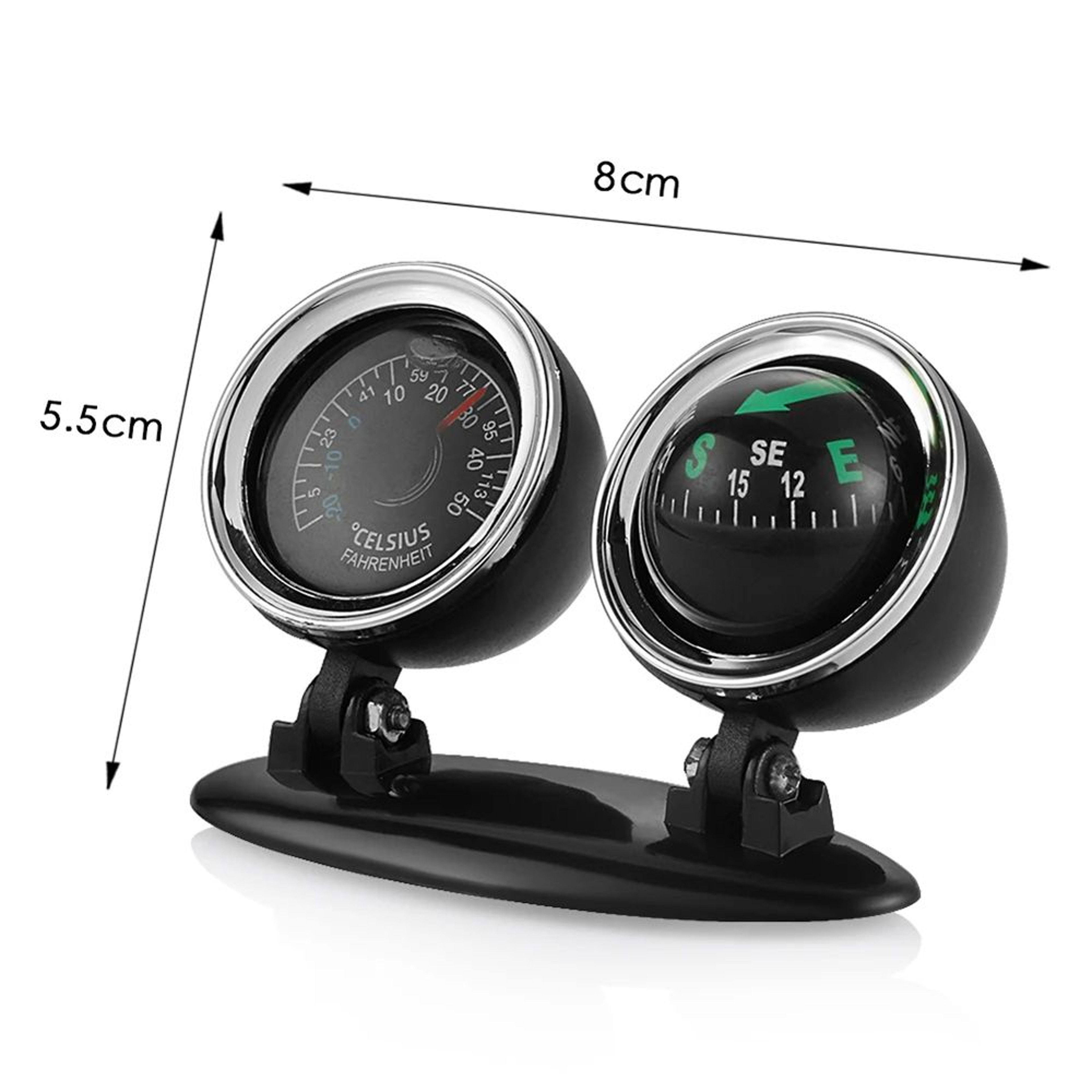 Car Dashboard Compass Thermometer Decor 5