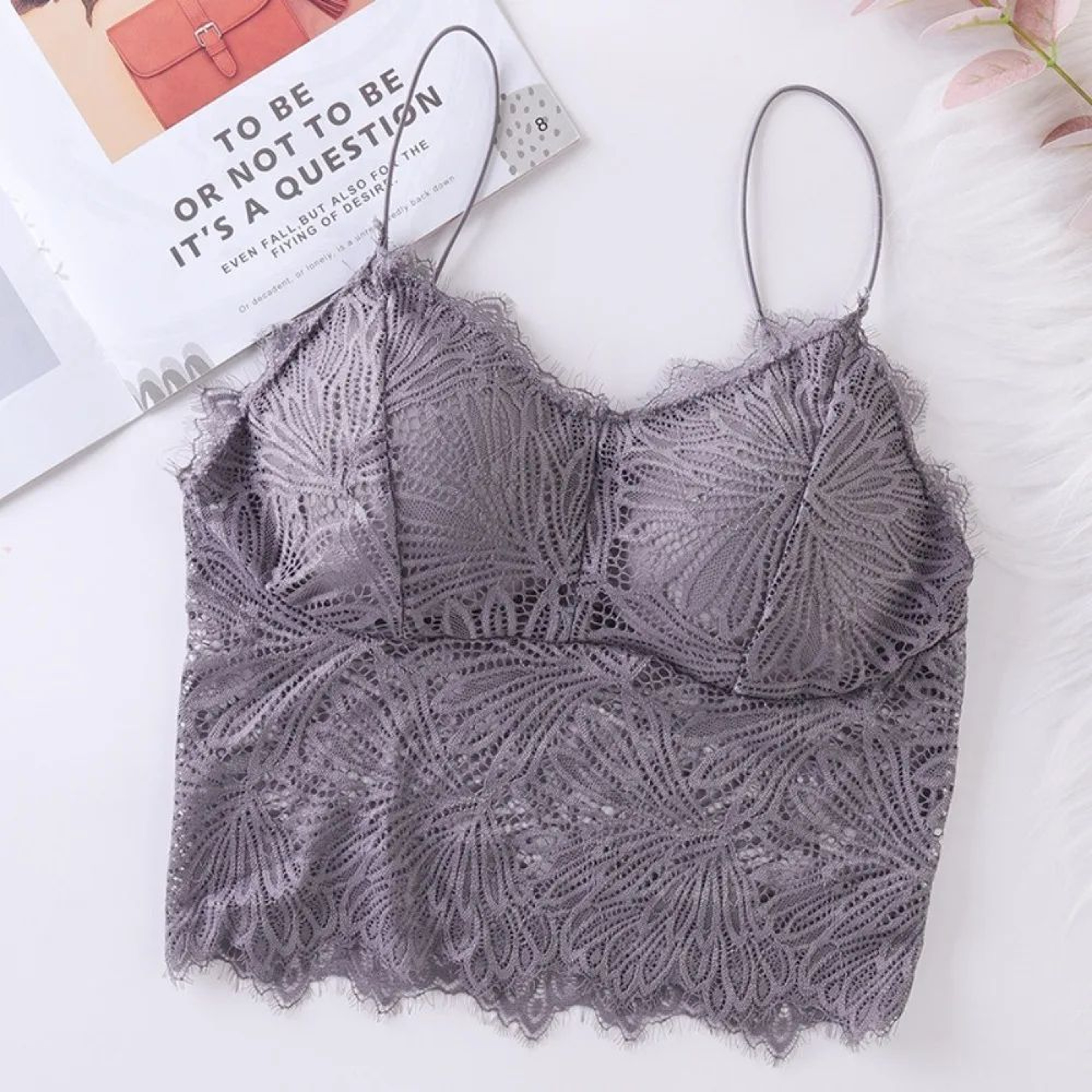 Women Lace Sequin Crop Top Bralette 8