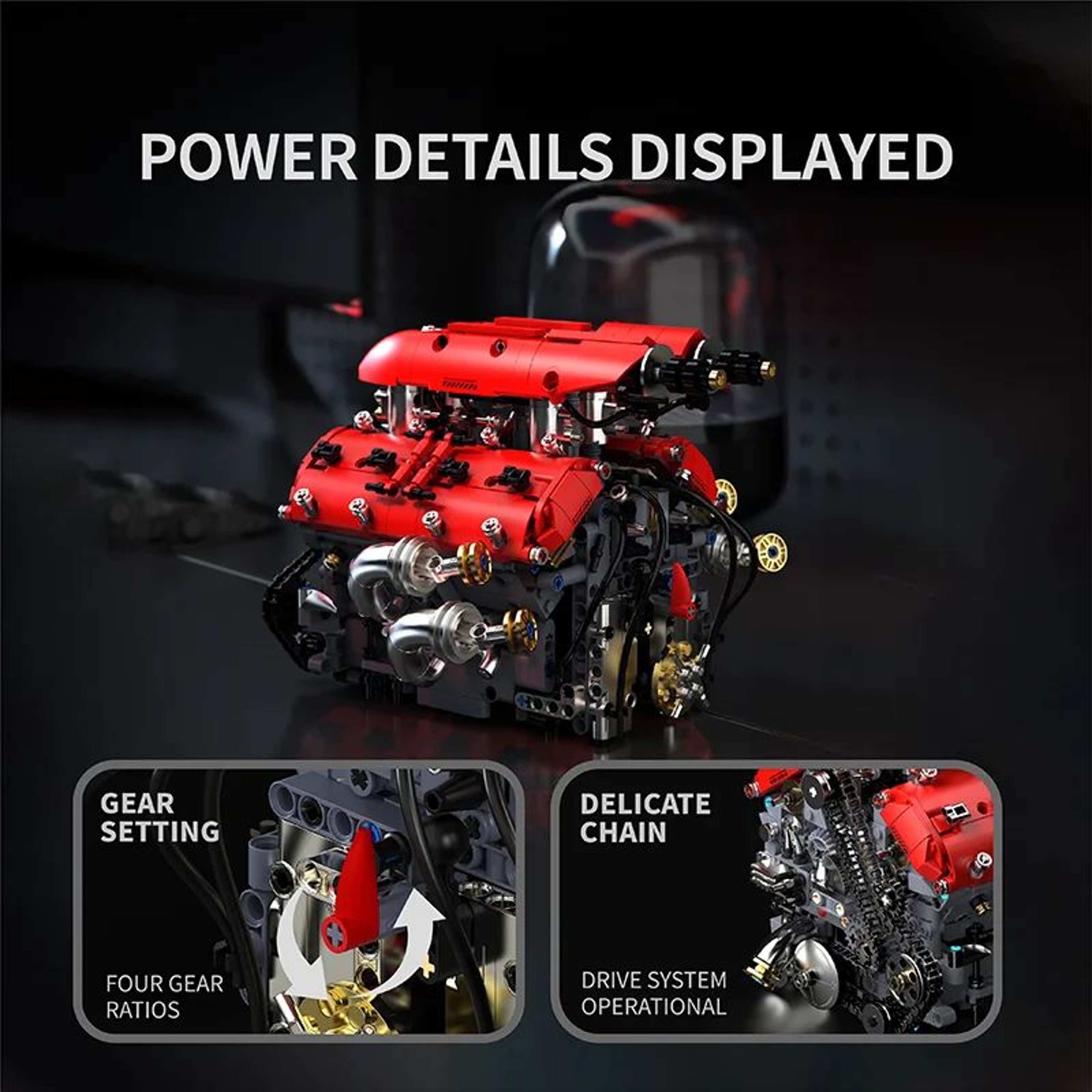 Motorized V8 Engine Building Block Set 3