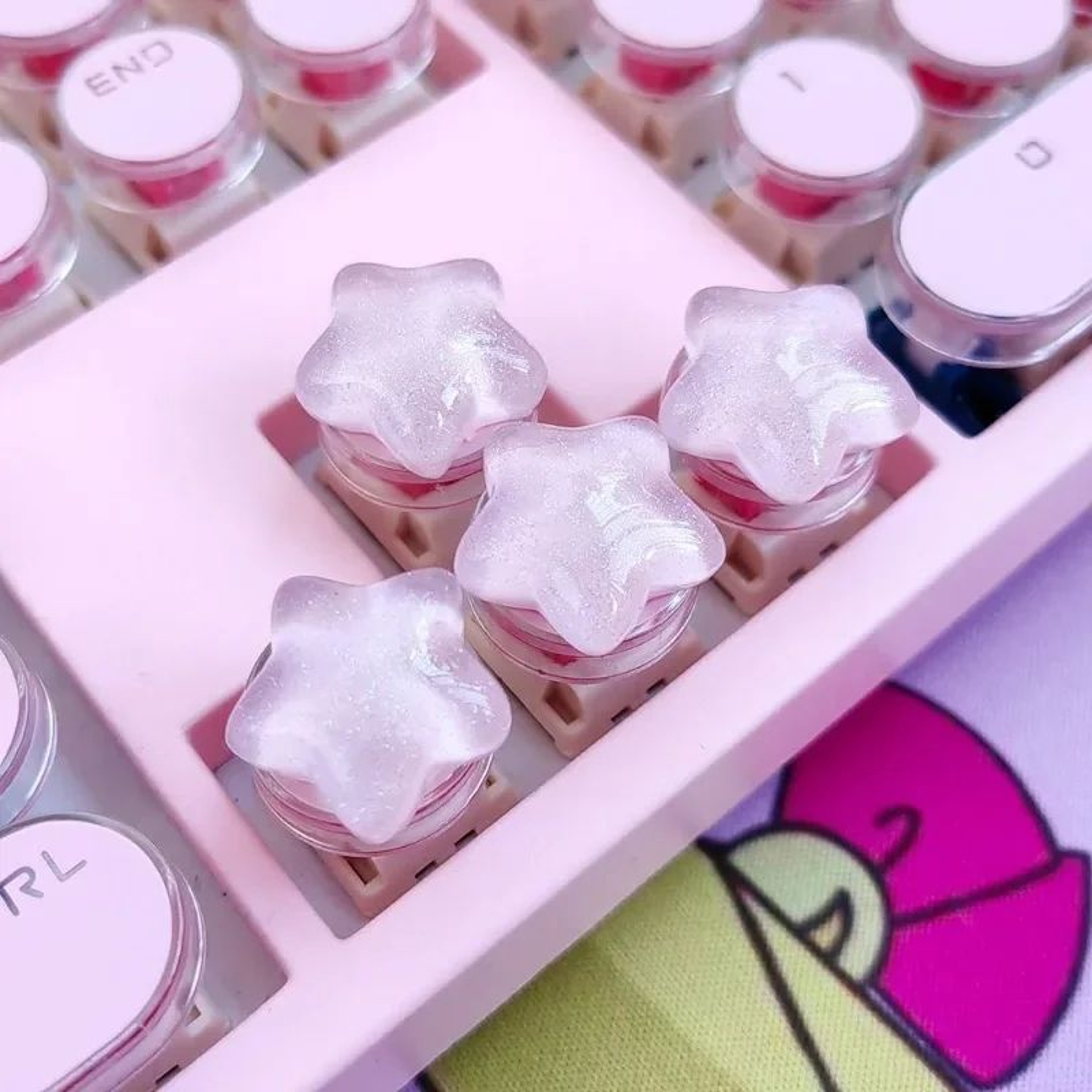 Cute Star Translucent Keycaps Set For Mechanical Keyboard 4