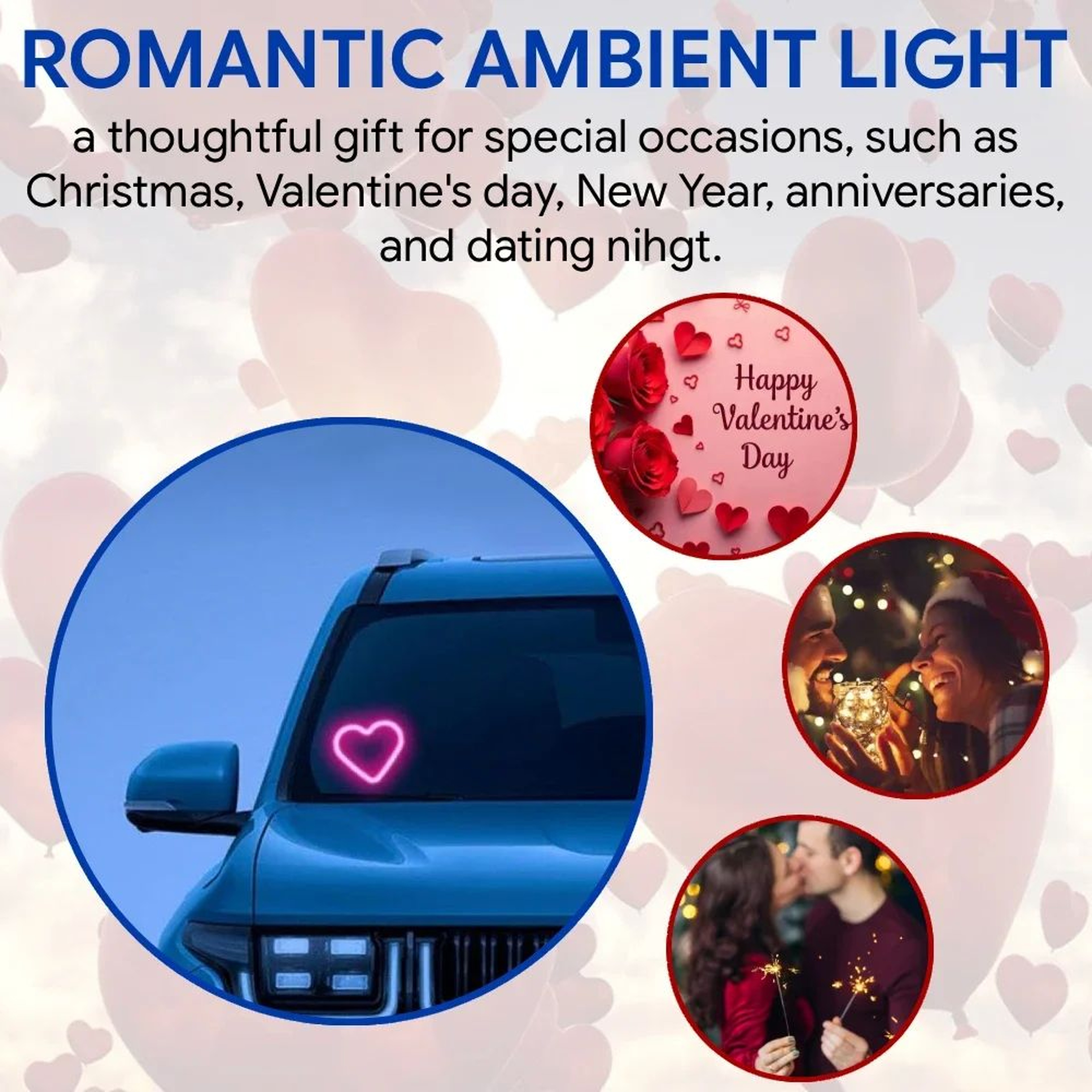 Heart Shape LED Car Ambient Light 3