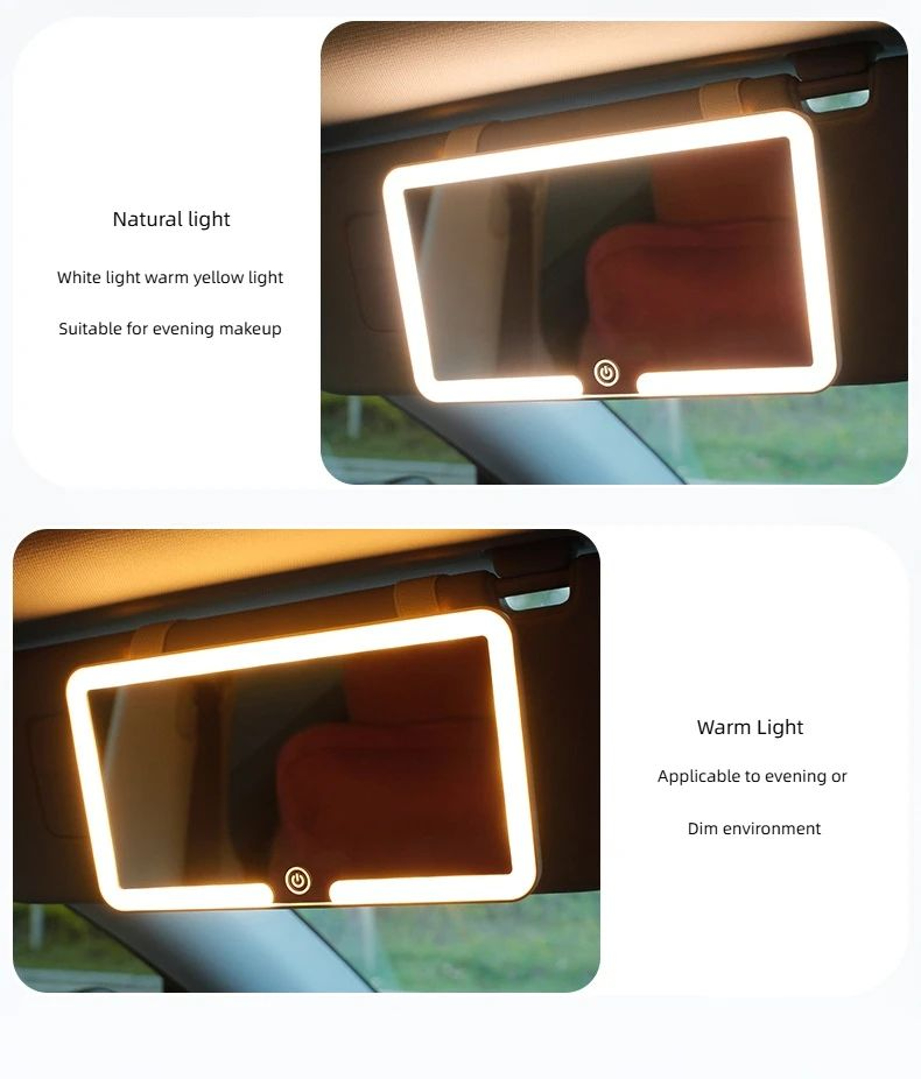 LED Rechargeable Car Sun Visor Makeup Mirror 8