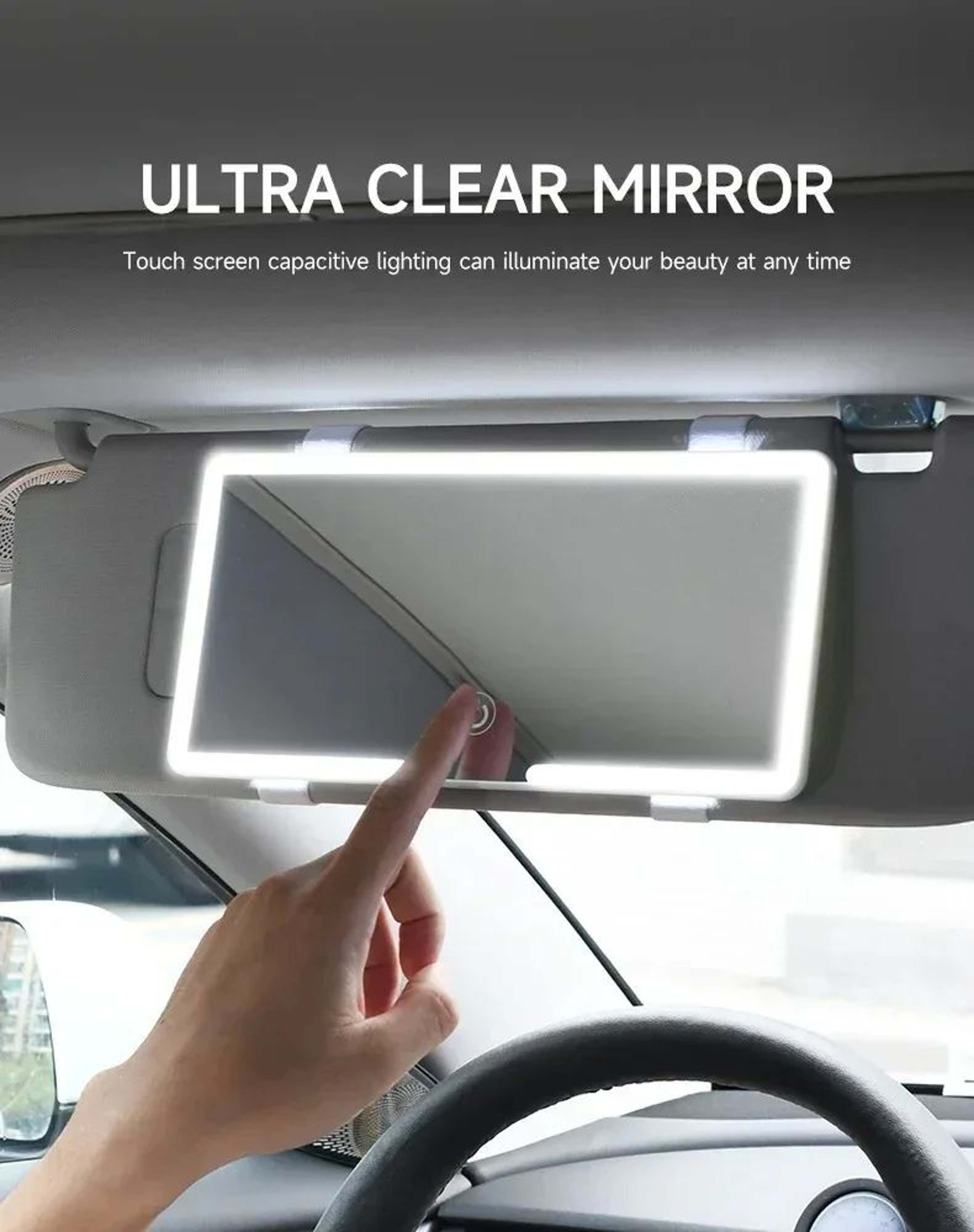 Rechargeable LED Car Sun Visor Makeup Mirror 0