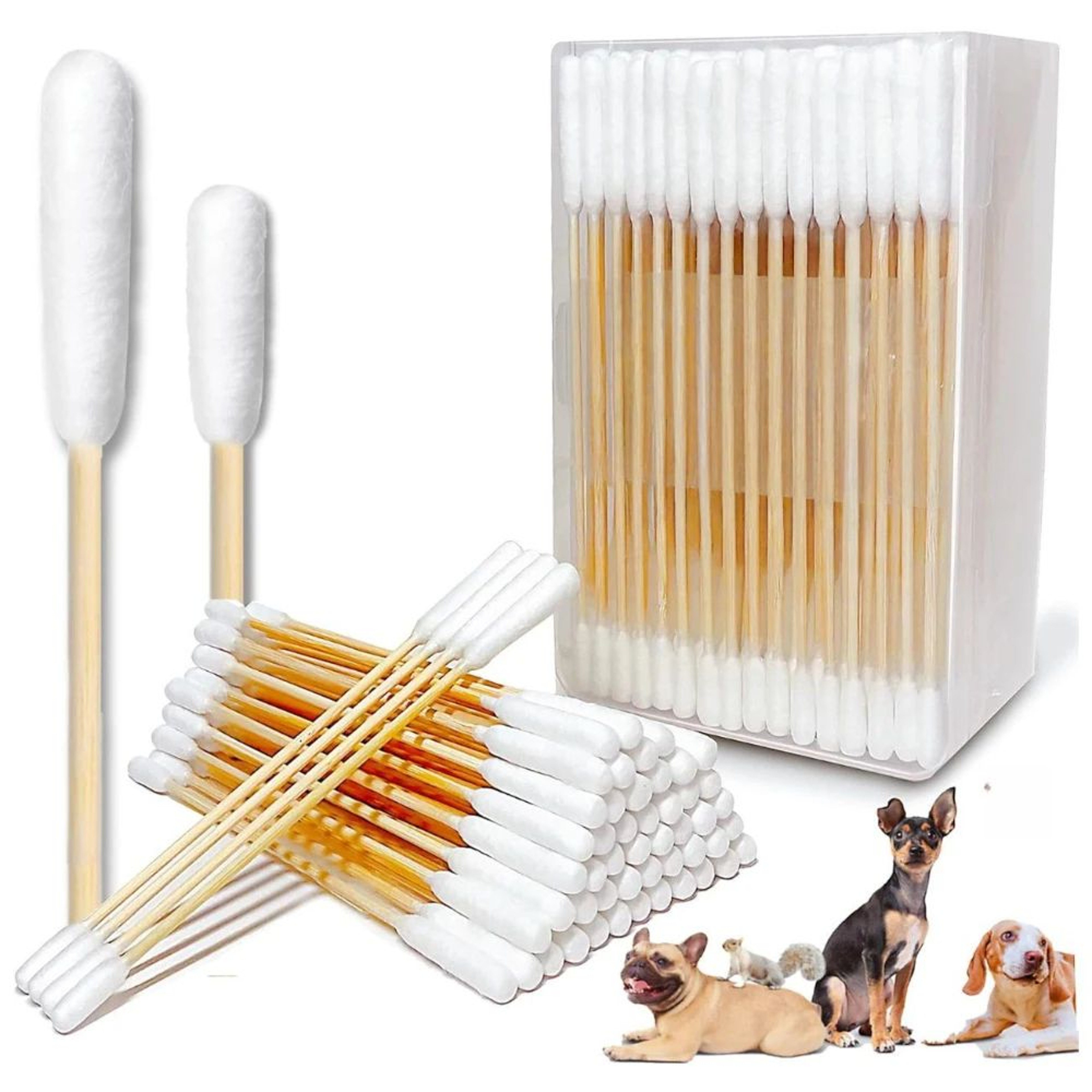 Professional Bamboo Pet Ear Cleaning Cotton Swabs 0