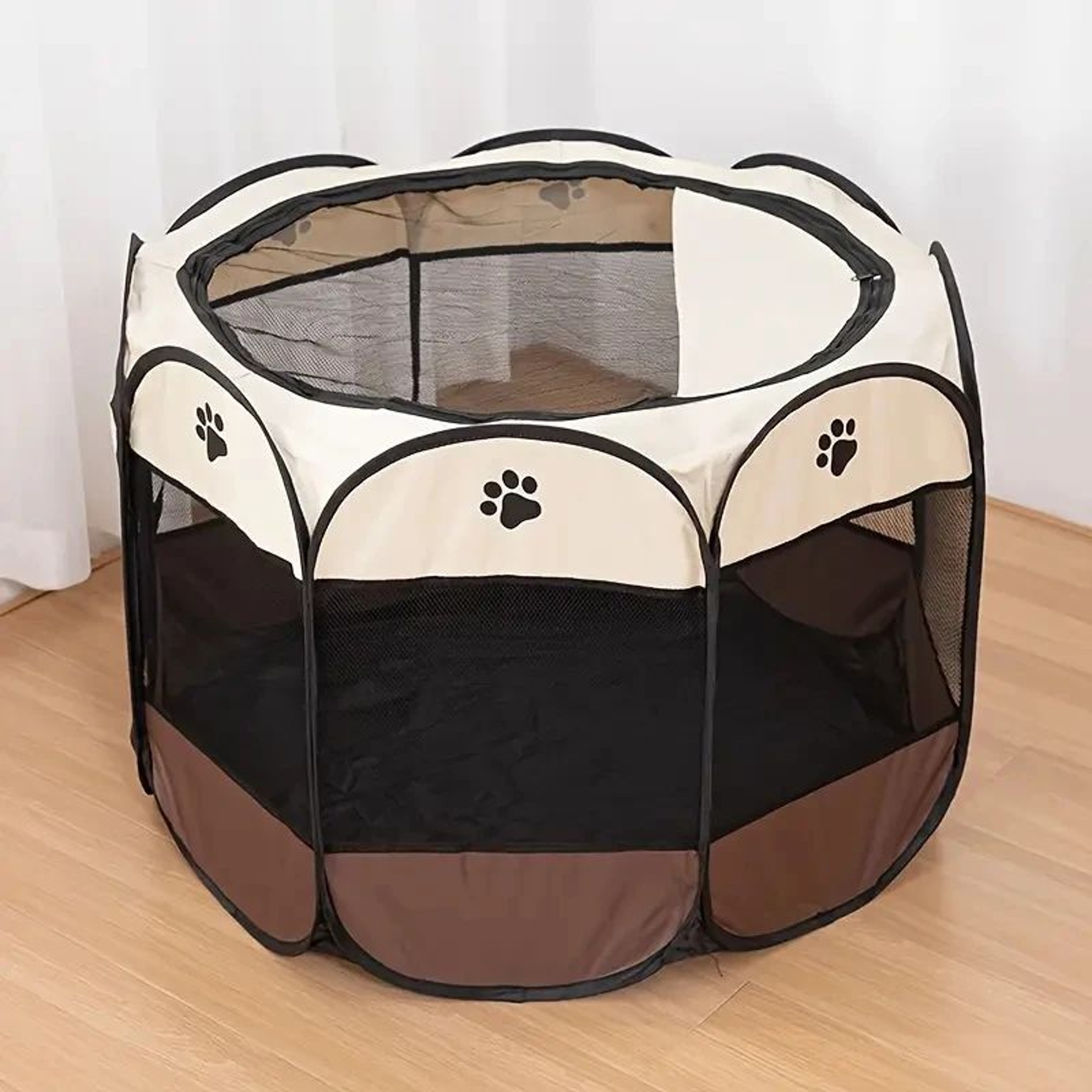 WhiteGray Foldable Waterproof Octagonal Pet Tent For Cats And Small Pets 1