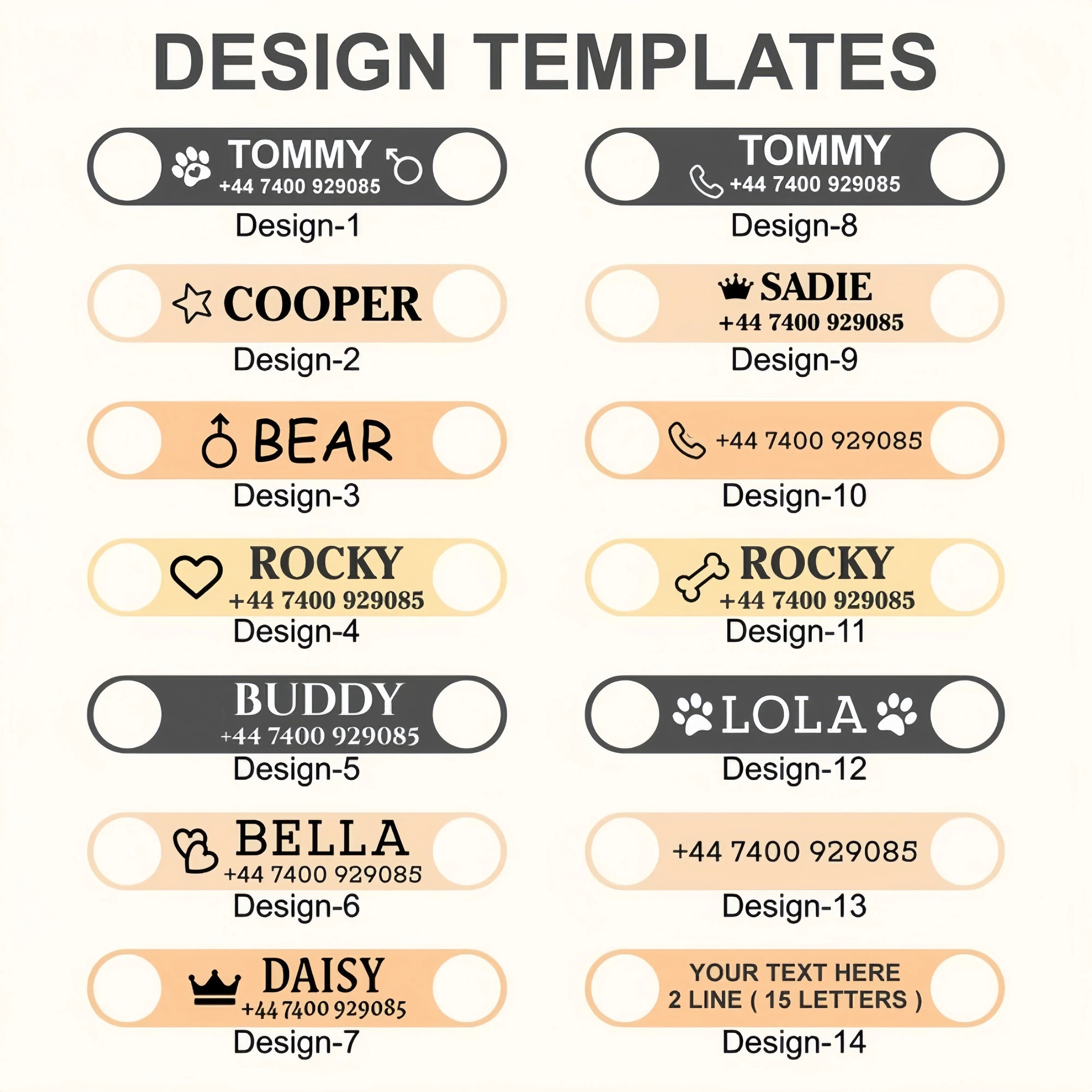 Personalized PU Leather Engraved Dog Collar 1