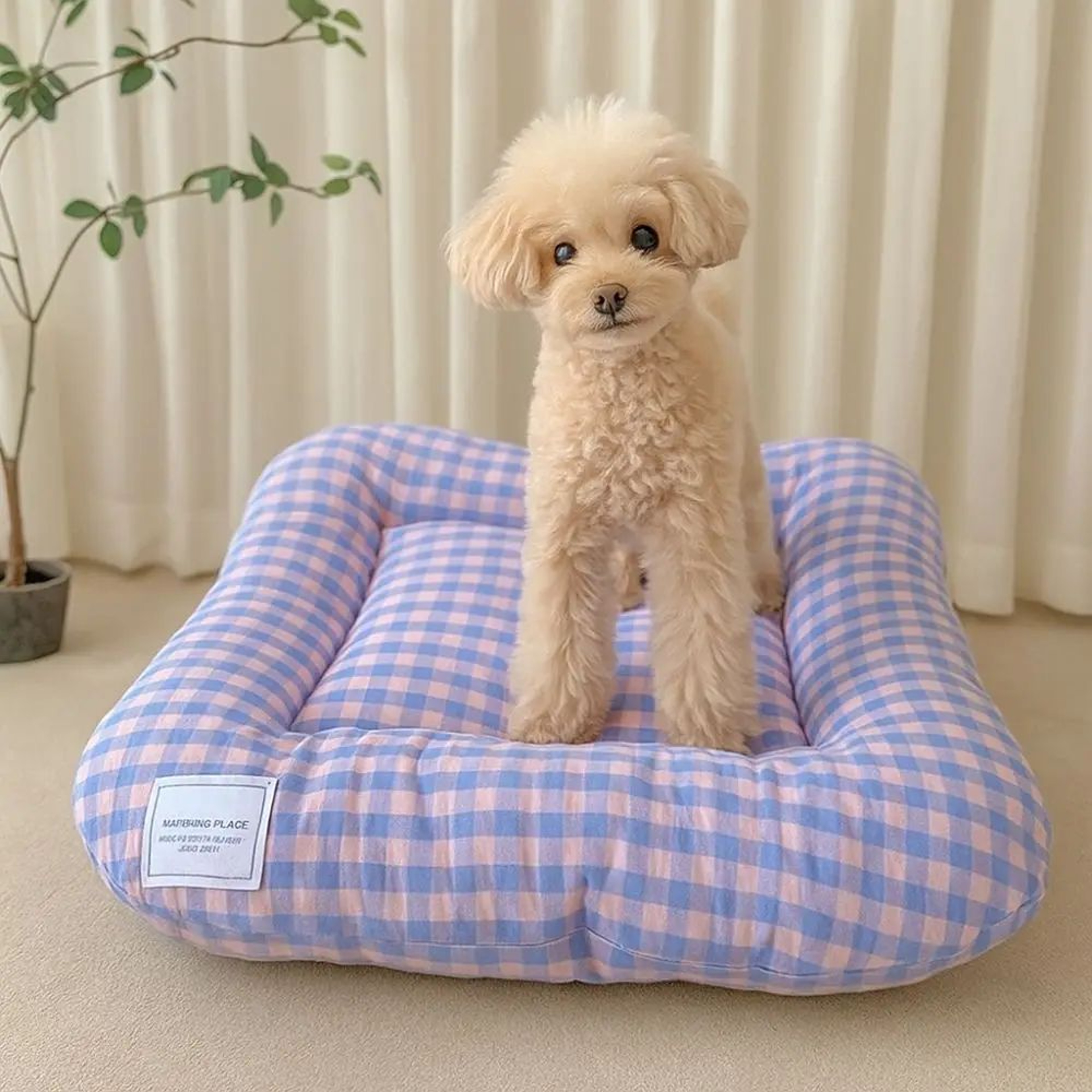 Soft Breathable Plaid Dog Bed Cushion 0